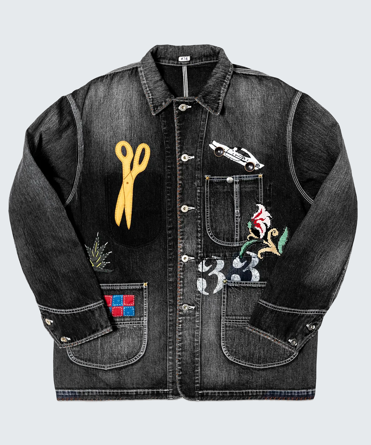 Hand-Embroidered Denim Coverall