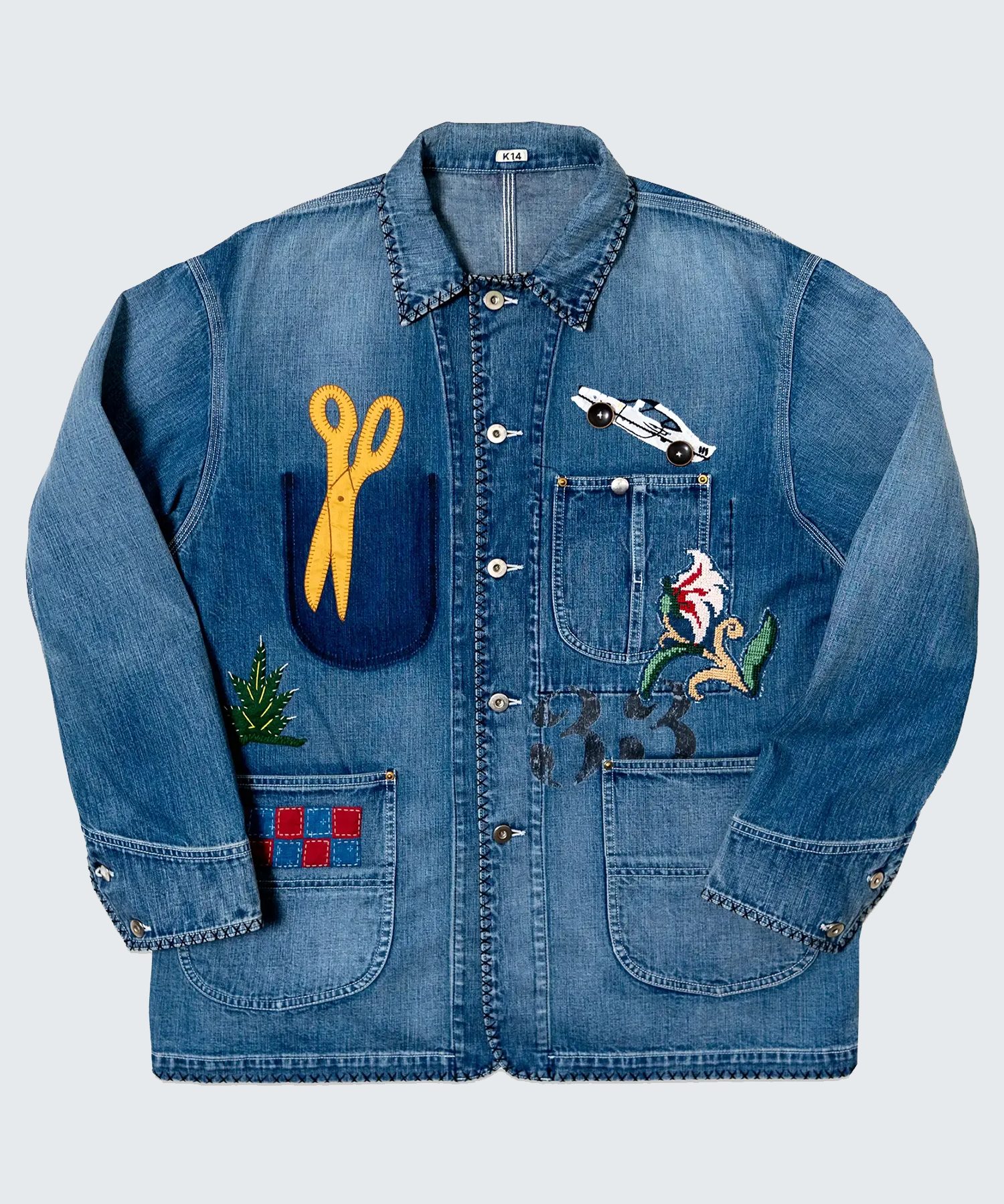 Hand-Embroidered Denim Coverall