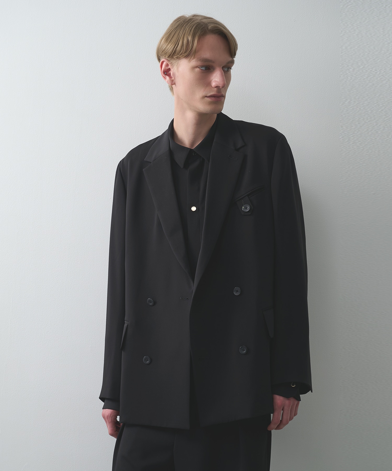 Double Cloth Button-Tab Pocket Tailored Jacket