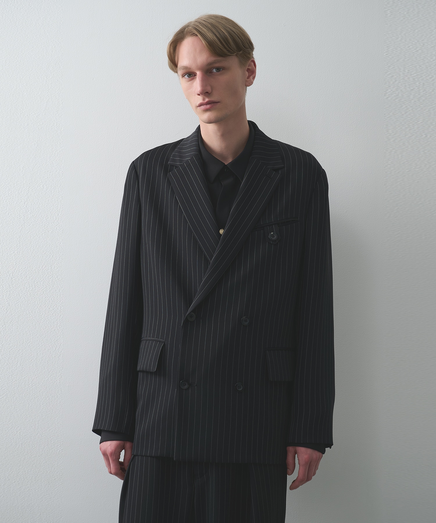 Stripe Double Cloth Button-Tab Pocket Tailored Jacket