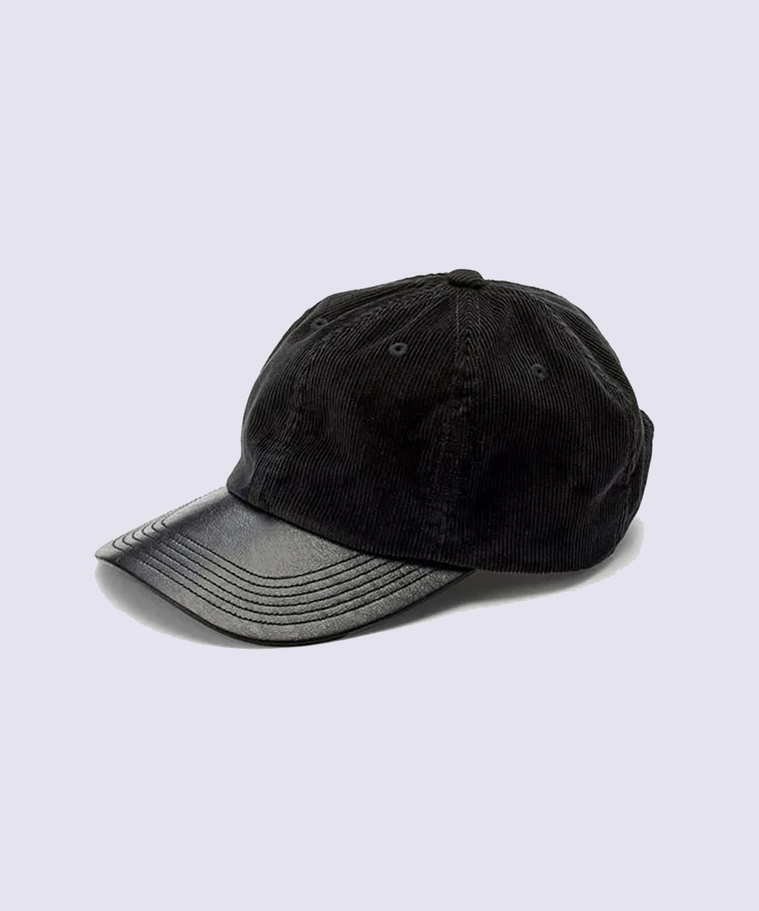 CORDUROY&FAUX LEATHER 6PANEL CAP