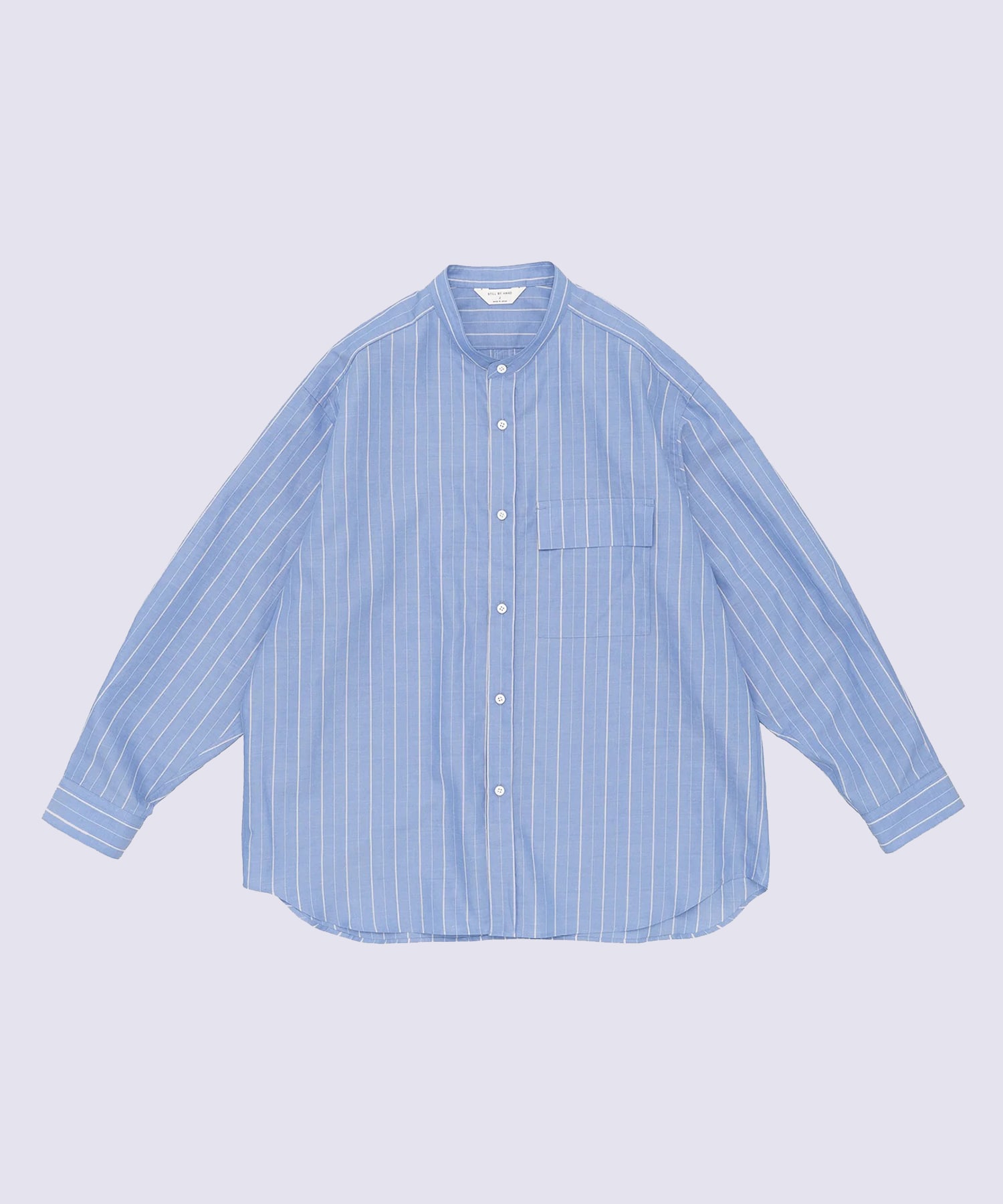 Cotton/ramie band collar shirt