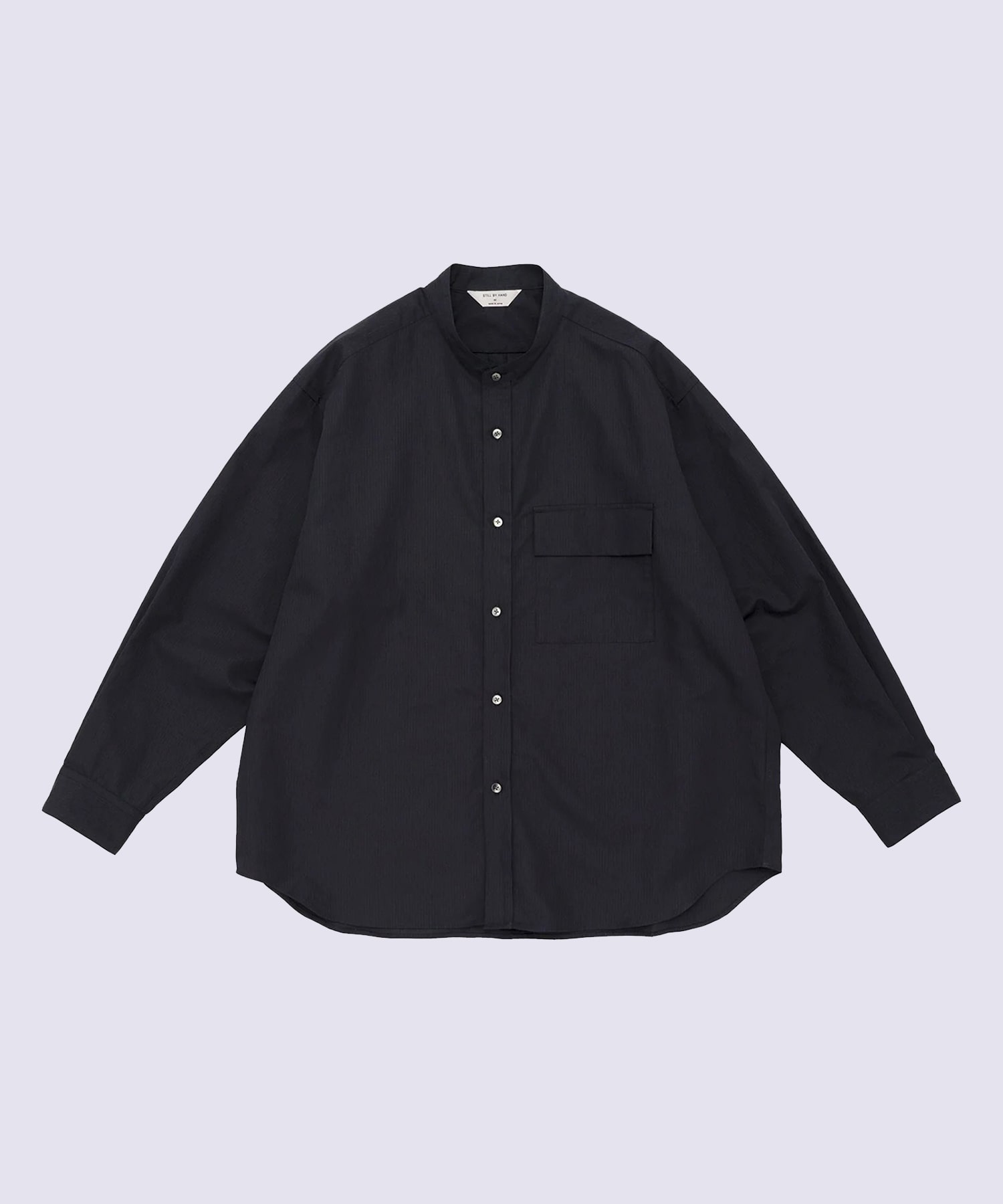 Cotton/ramie band collar shirt