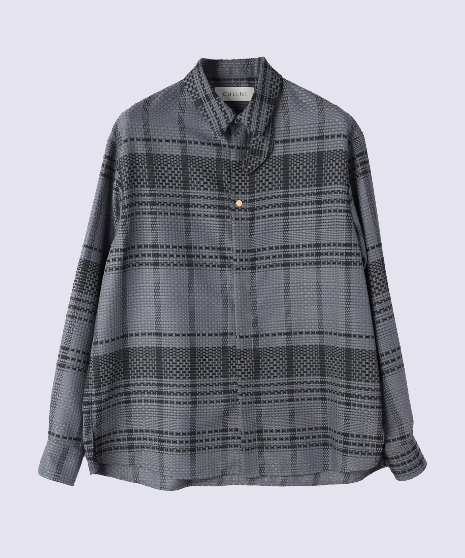 Sheer Tile Check Chin Tab Shirt