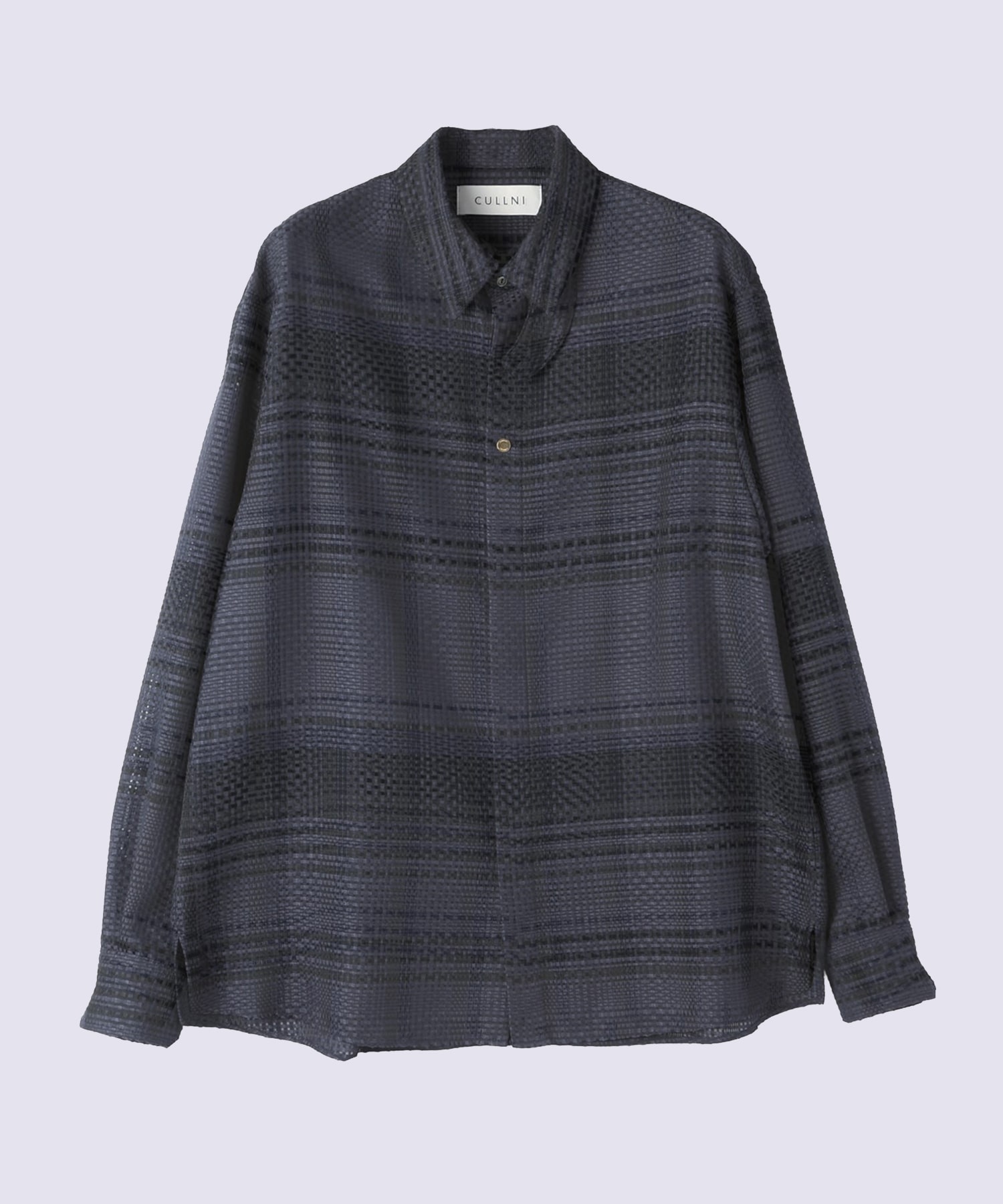Sheer Tile Check Chin Tab Shirt