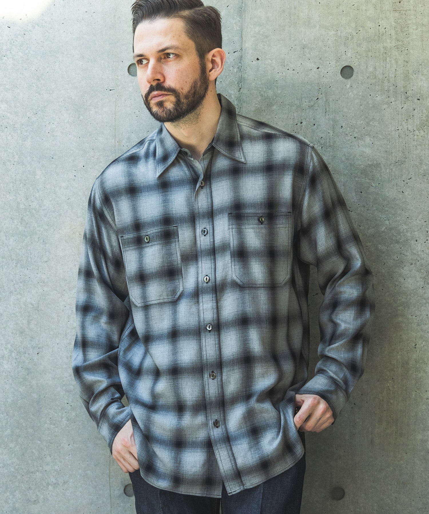 RAYON OMBRE CHECK /WORK SHIRT