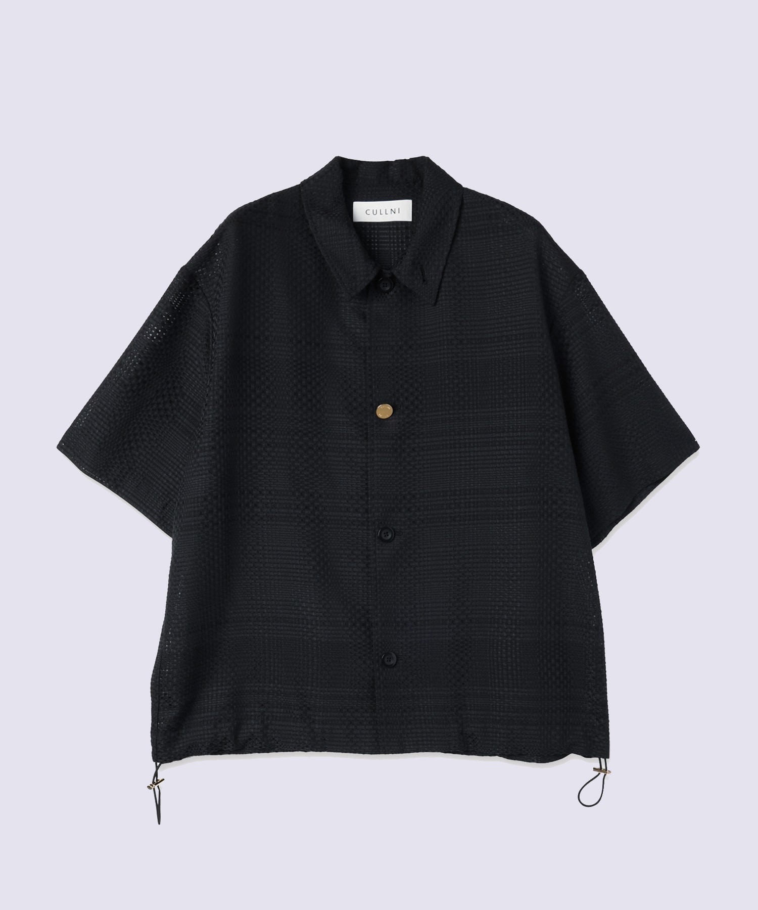 Sheer Tile Check Drawstring S/S Shirt