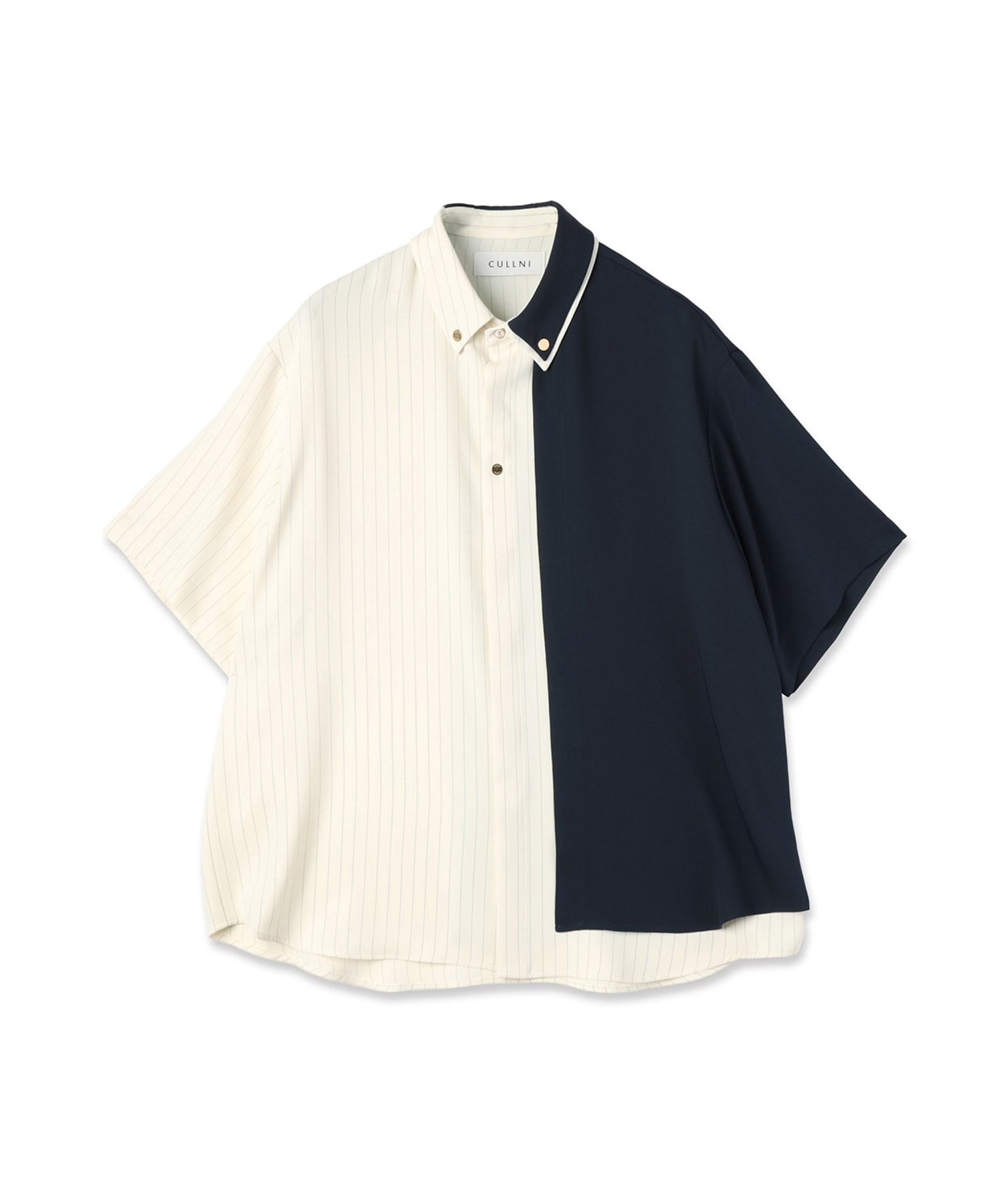 Double Cloth Layered Bi-Color Short Sleeve Shirt