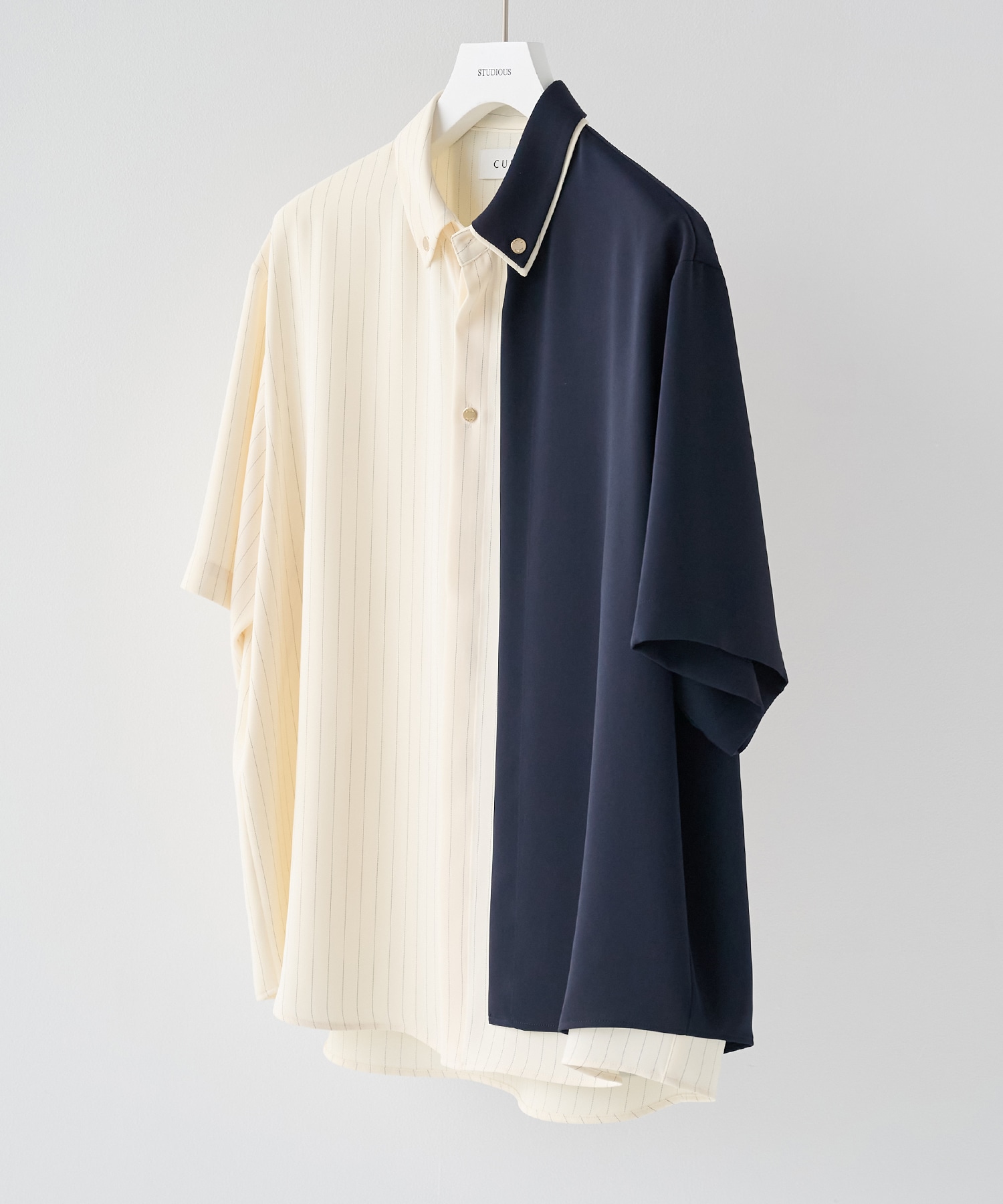 Double Cloth Layered Bi-Color Short Sleeve Shirt