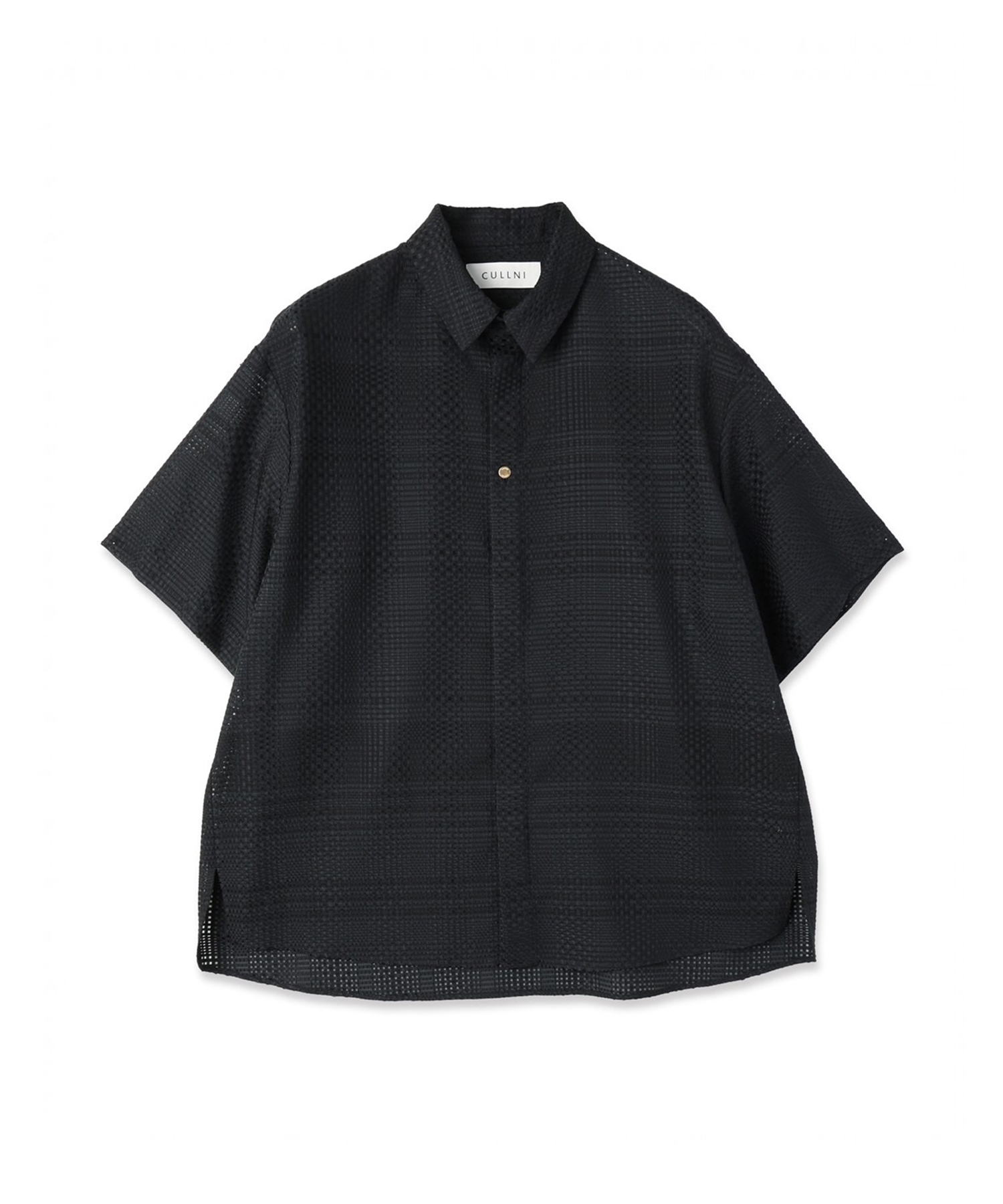 Sheer Tile Check Chin Tab Short Sleeve Shirt