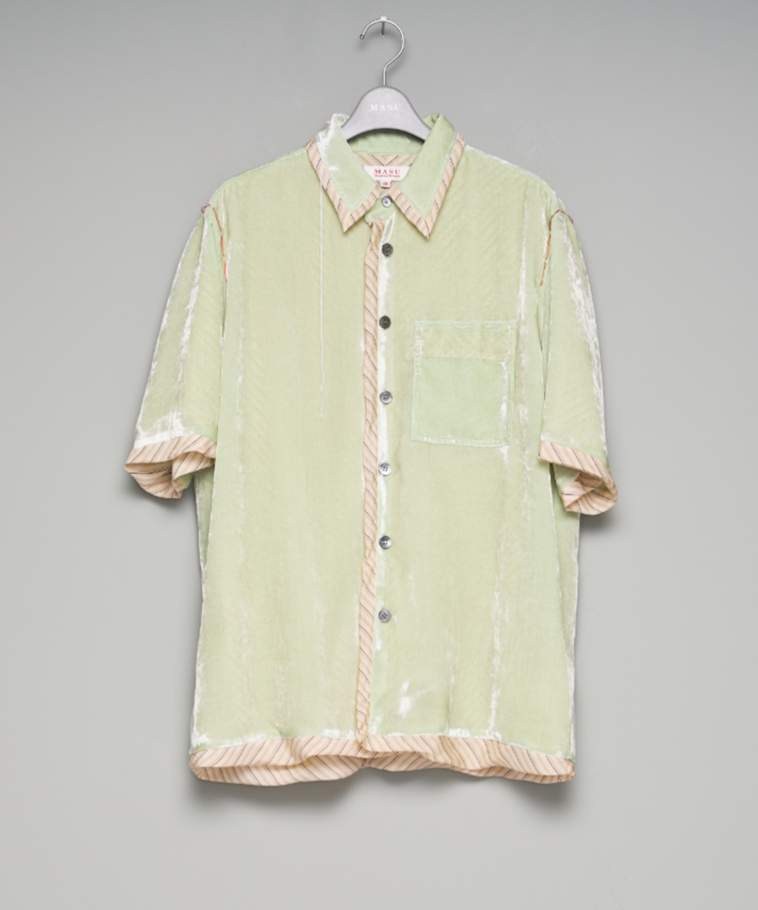 UNEVEN VELVET HALF SLEEVE SHIRT