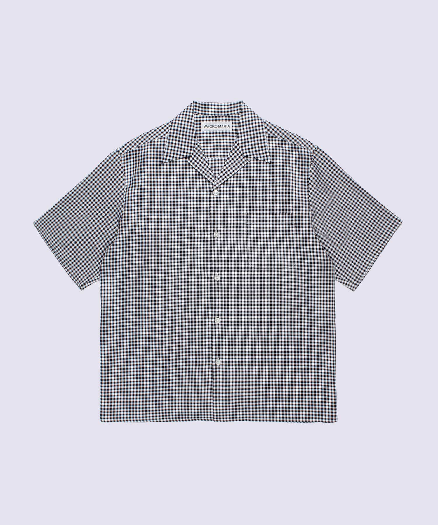 BEZ TEKSTIL/GINGHAM CHECK OPEN COLLAR SHIRT S/S