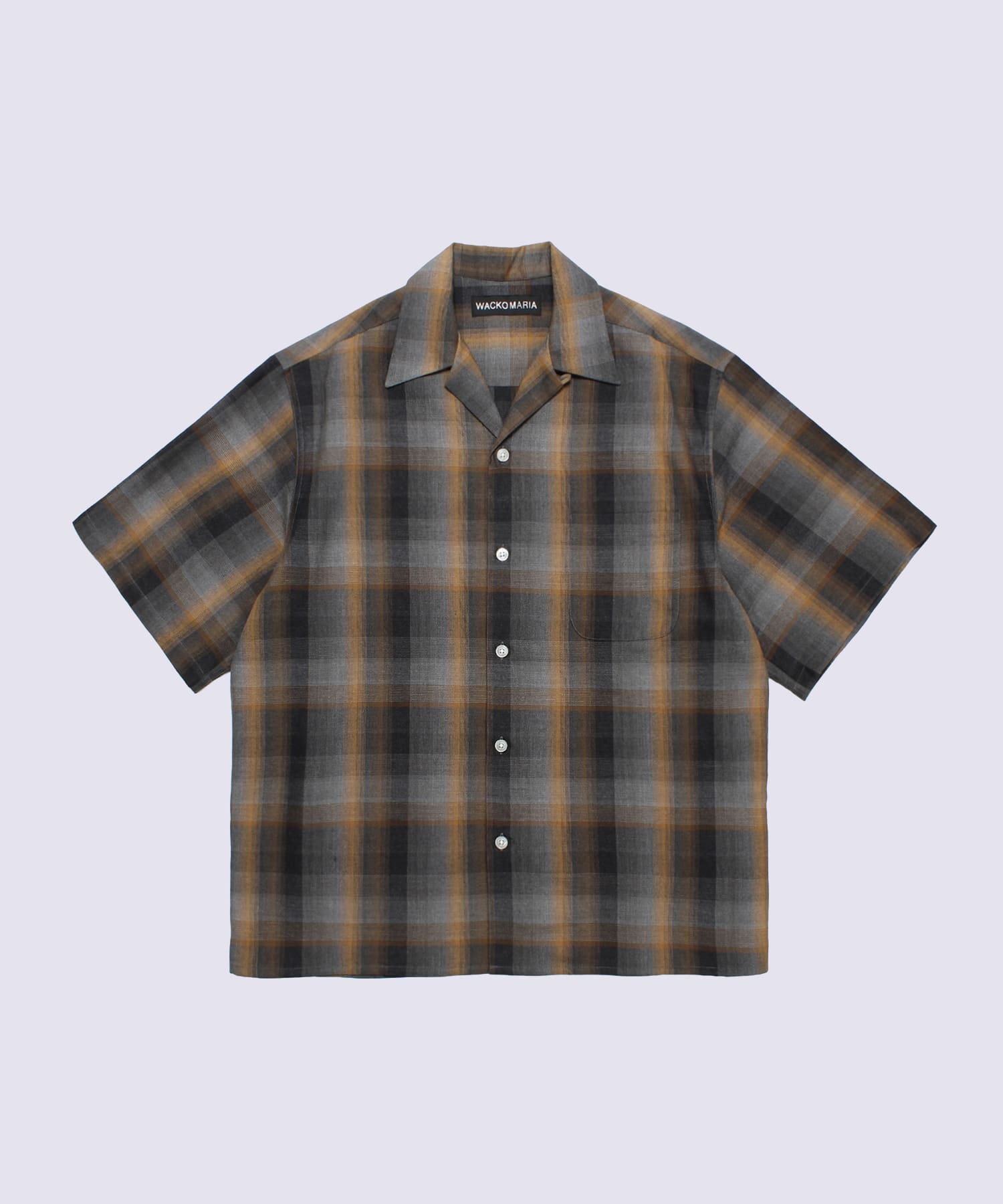 OMBRE CHECK OPEN COLLAR SHIRT S/S ( TYPE-1 )