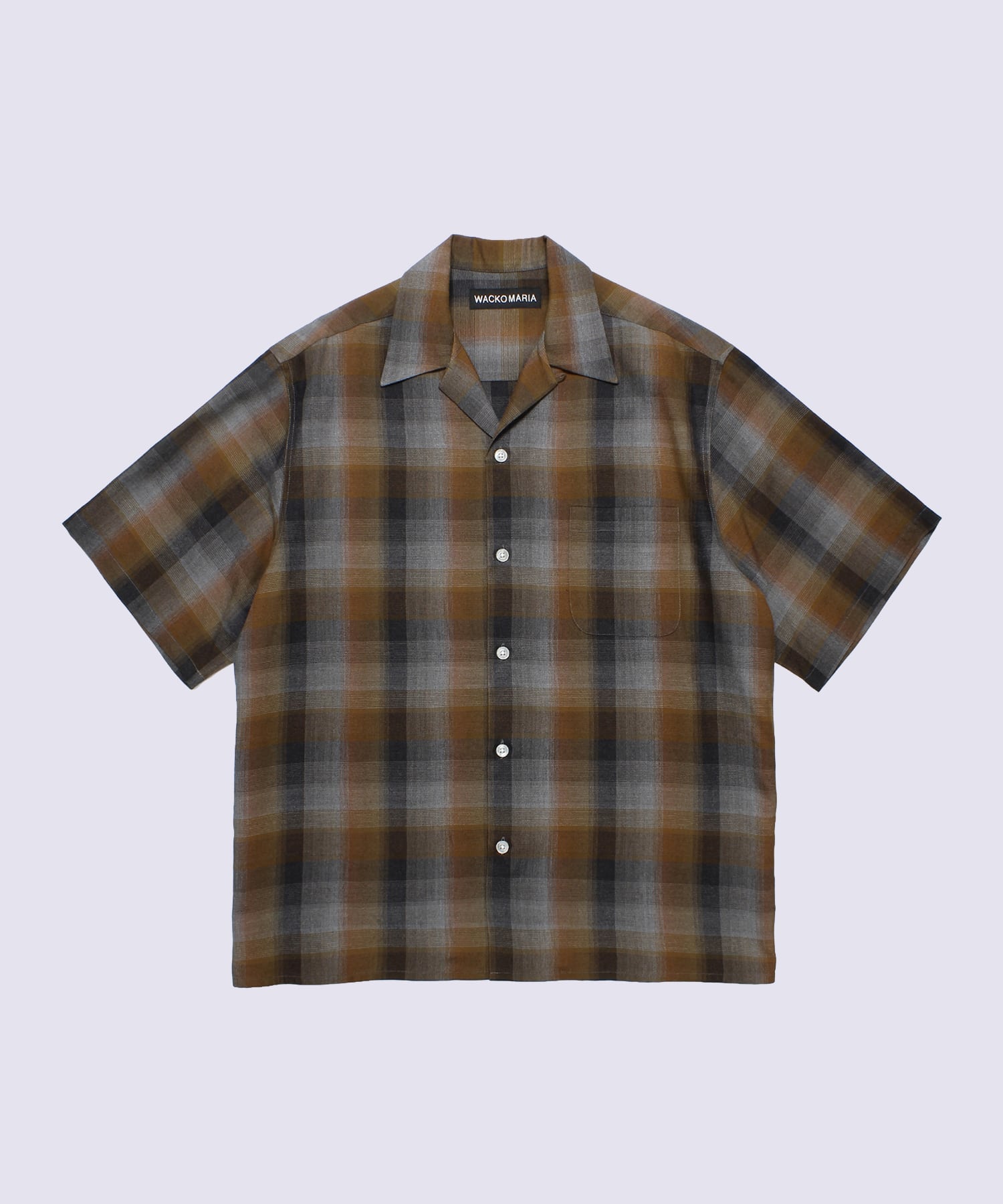 OMBRE CHECK OPEN COLLAR SHIRT S/S ( TYPE-1 )
