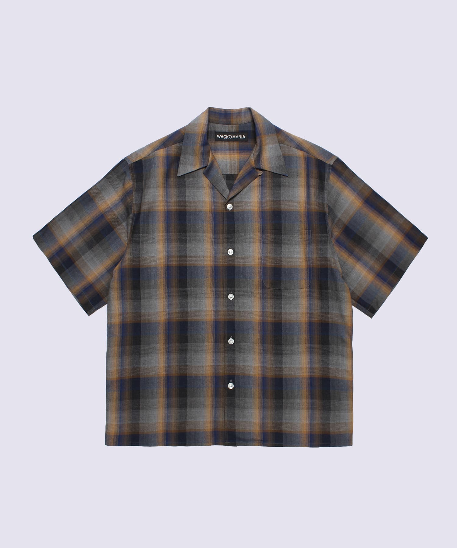 OMBRE CHECK OPEN COLLAR SHIRT S/S ( TYPE-1 )