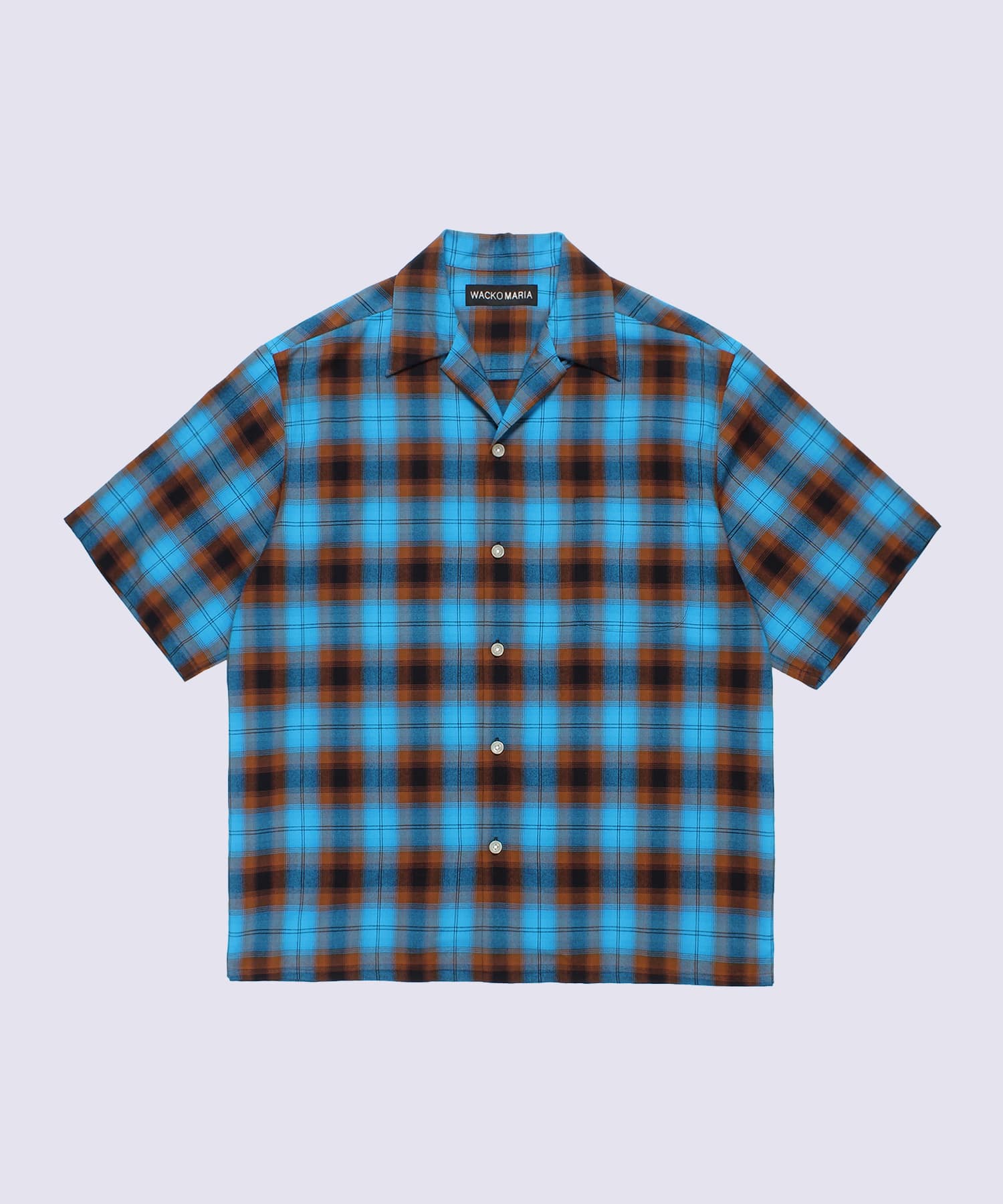 OMBRE CHECK OPEN COLLAR SHIRT S/S ( TYPE-2 )
