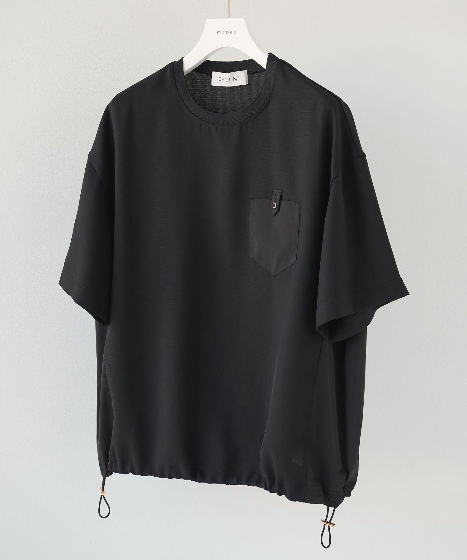 Dry Stretch Cloth Contrast Panel Short Sleeve Pullover