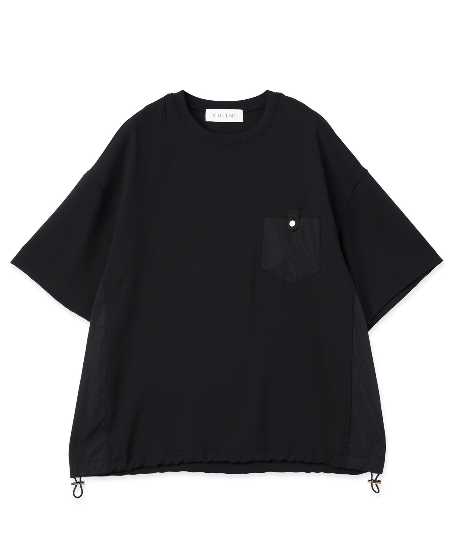 Dry Stretch Cloth Contrast Panel Short Sleeve Pullover