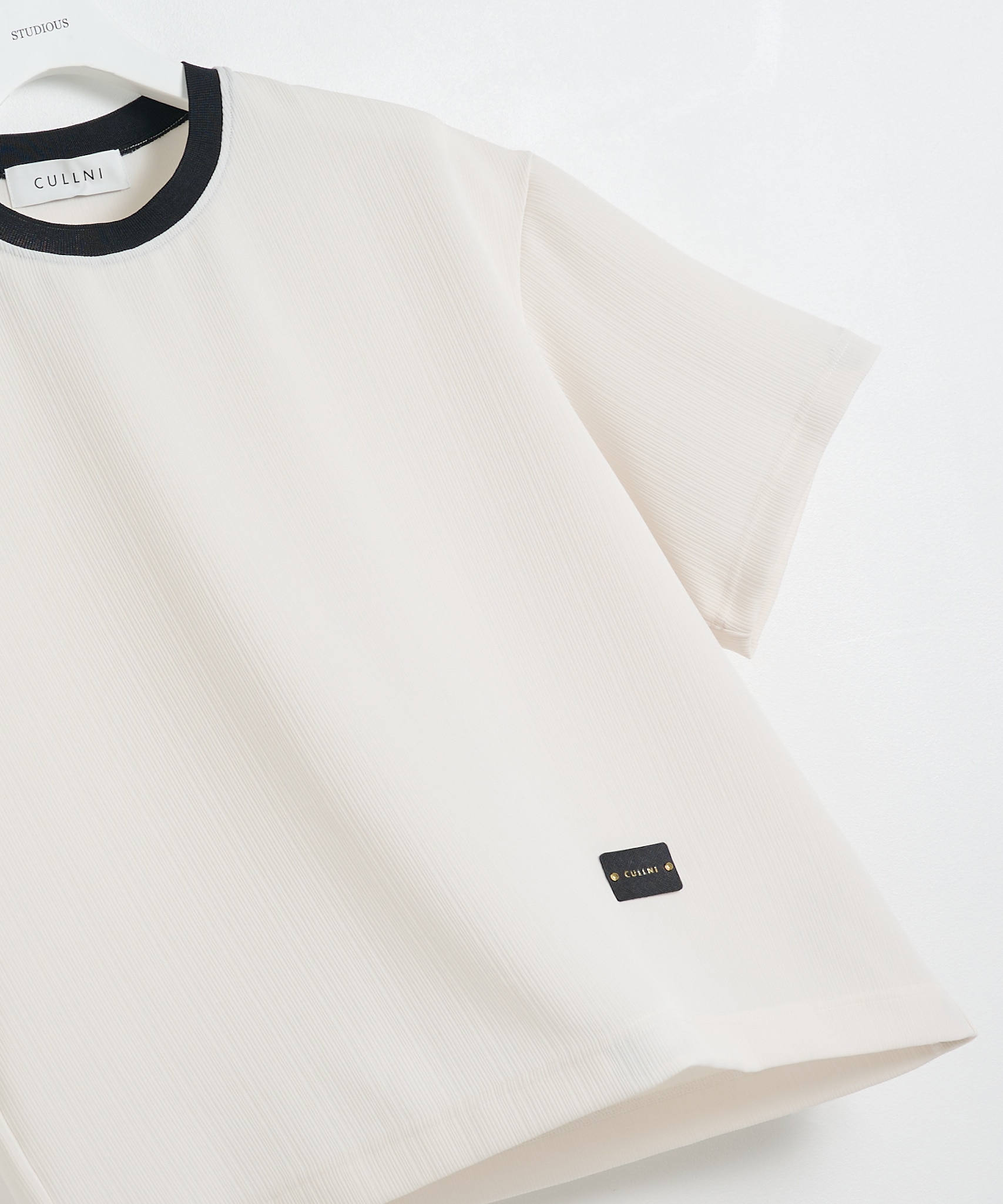別注 Cord pique Leather Patch Short Sleeve Pullover