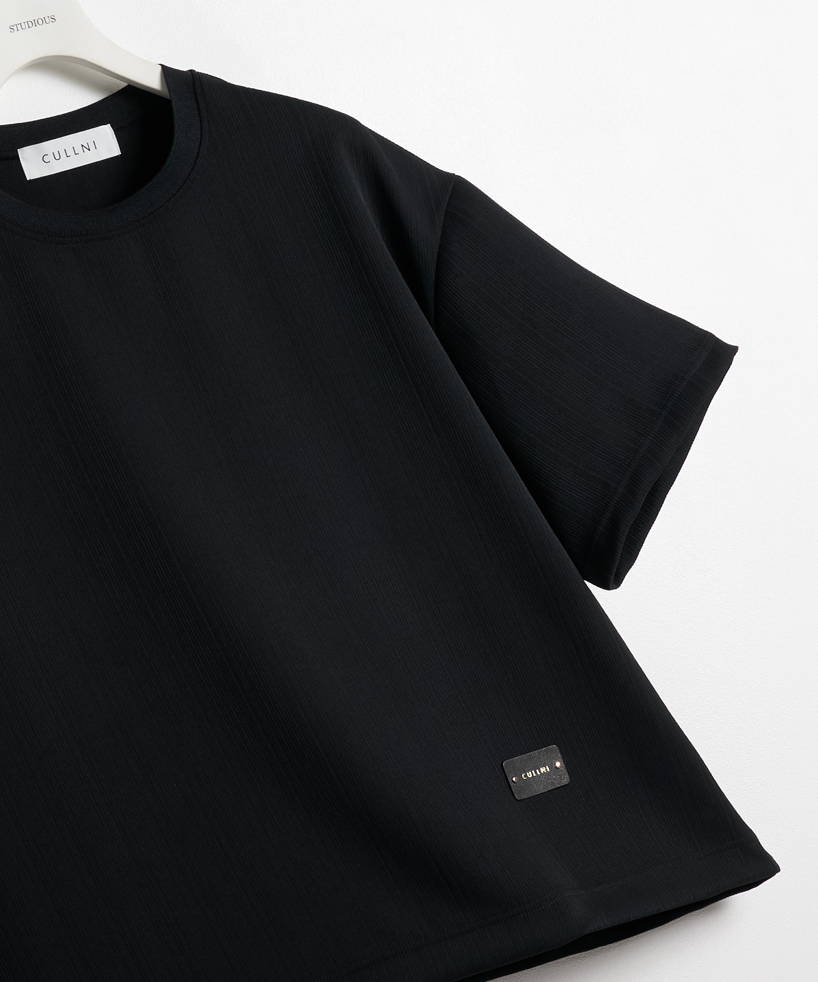 別注 Cord pique Leather Patch Short Sleeve Pullover