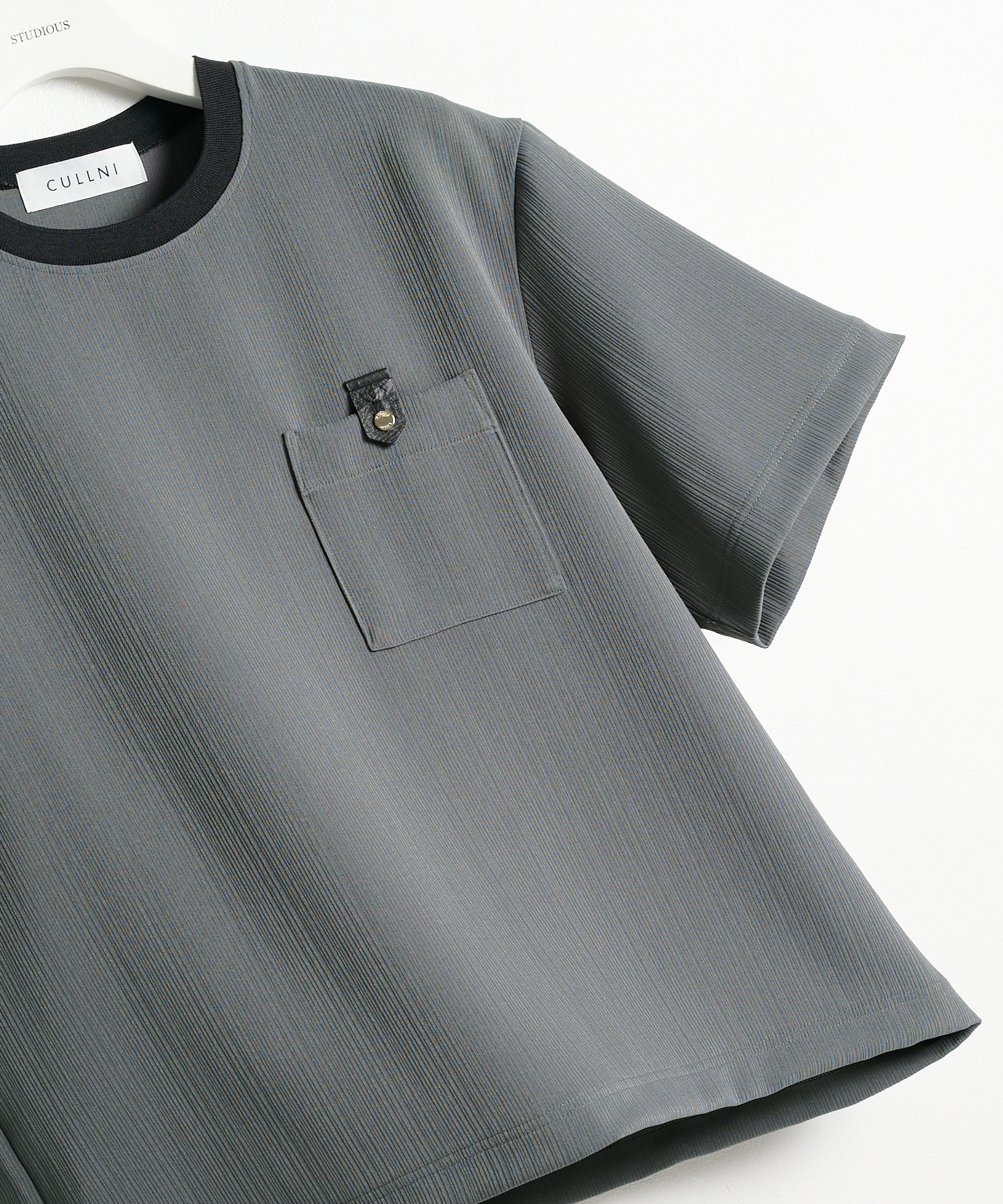別注 Cord pique Leather Patch Short Sleeve Pullover