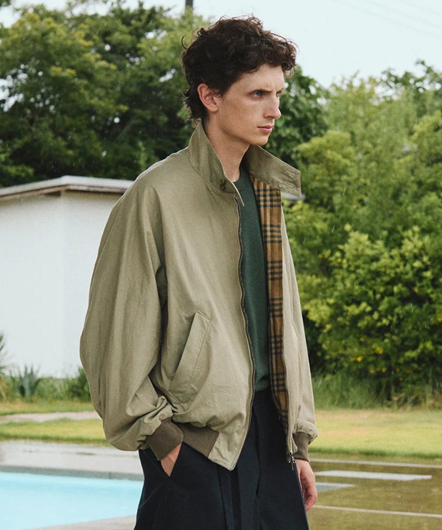 Cotton Gabardine Harrington Jacket