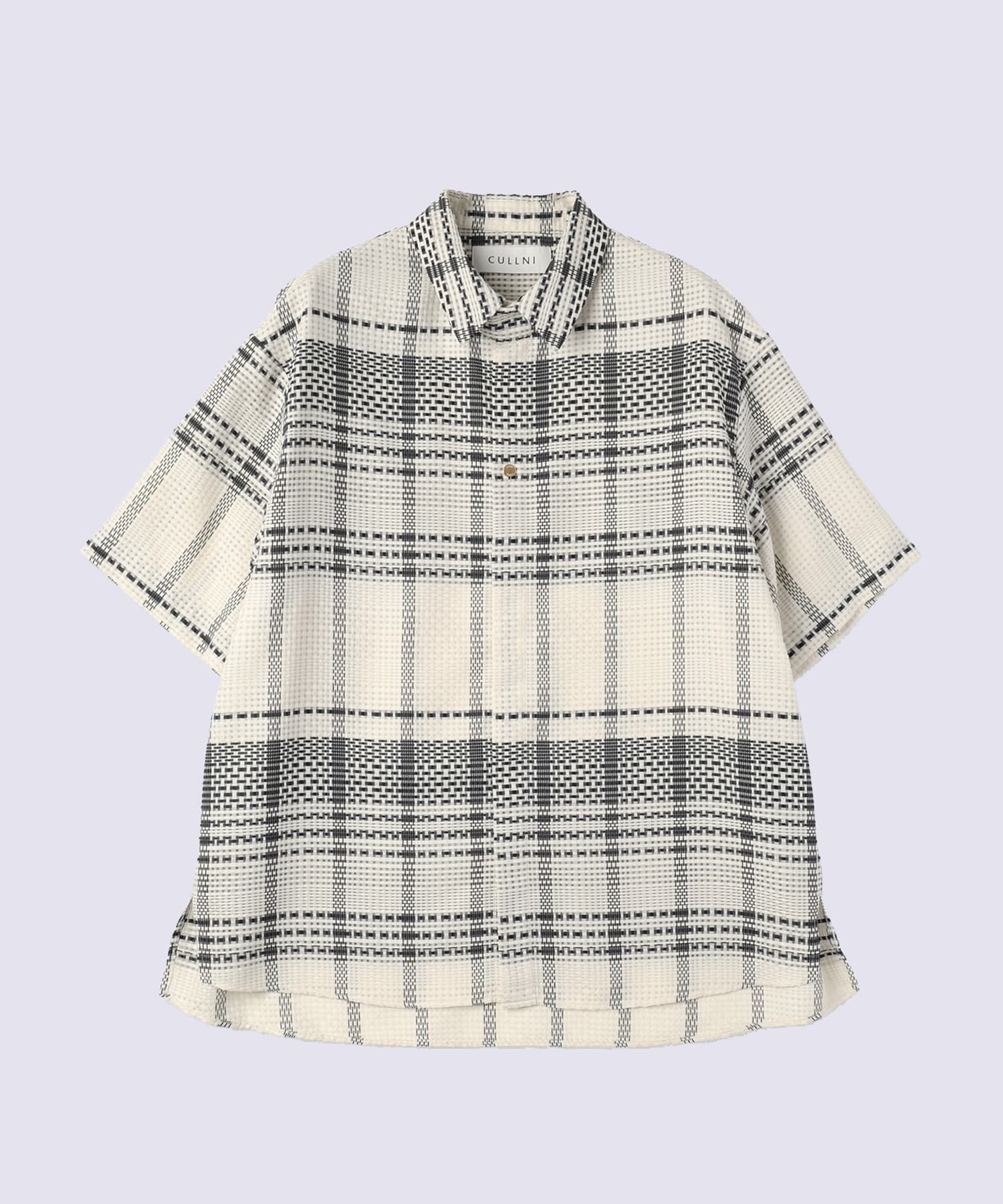 Sheer Tile Check Chin Tab Short Sleeve Shirt