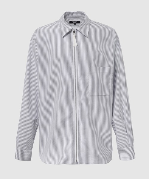 COTTON STRIPE ZIP-UP SHIRTS