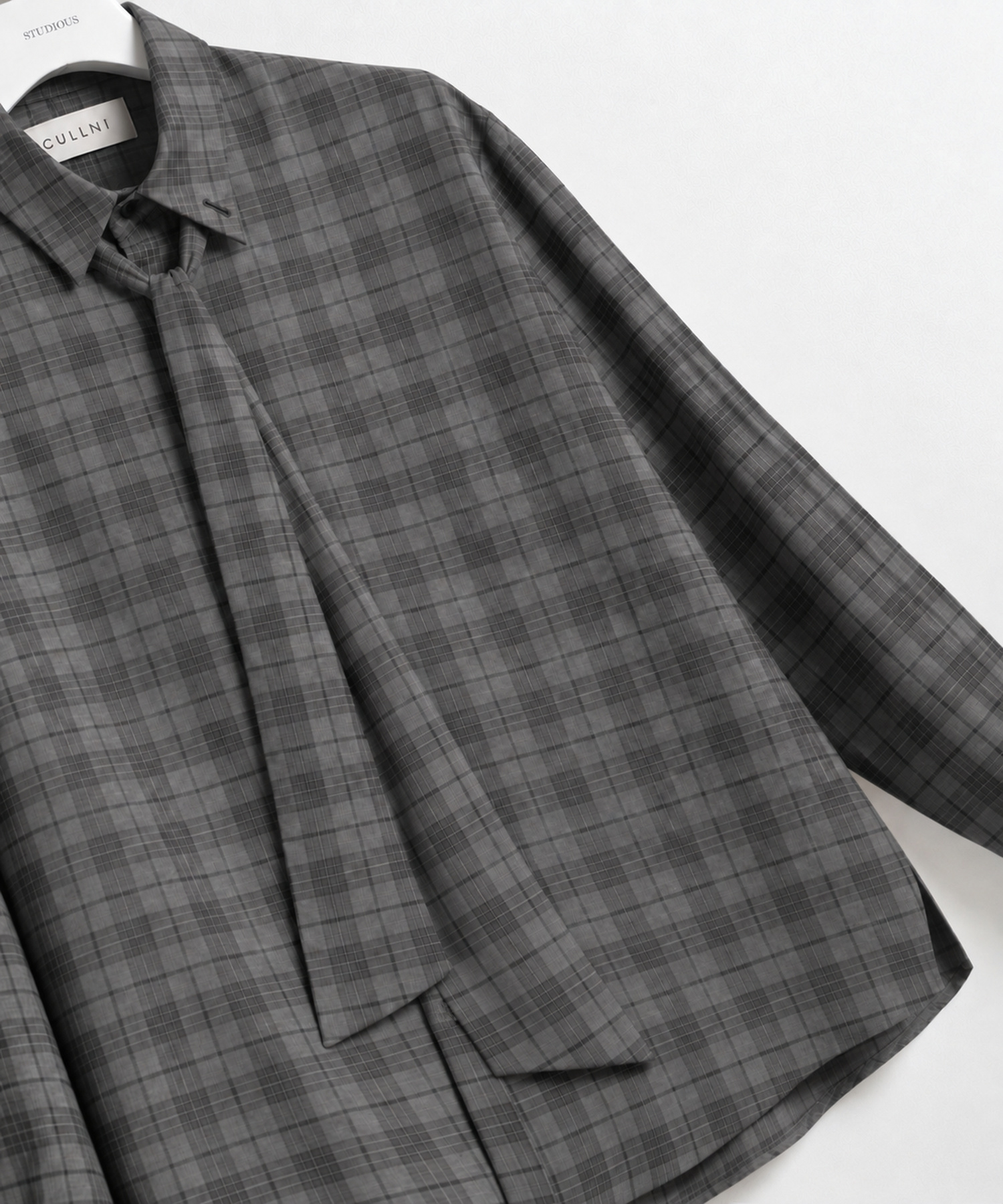 Tartan Check Bow-Tie Long Sleeve Shirt