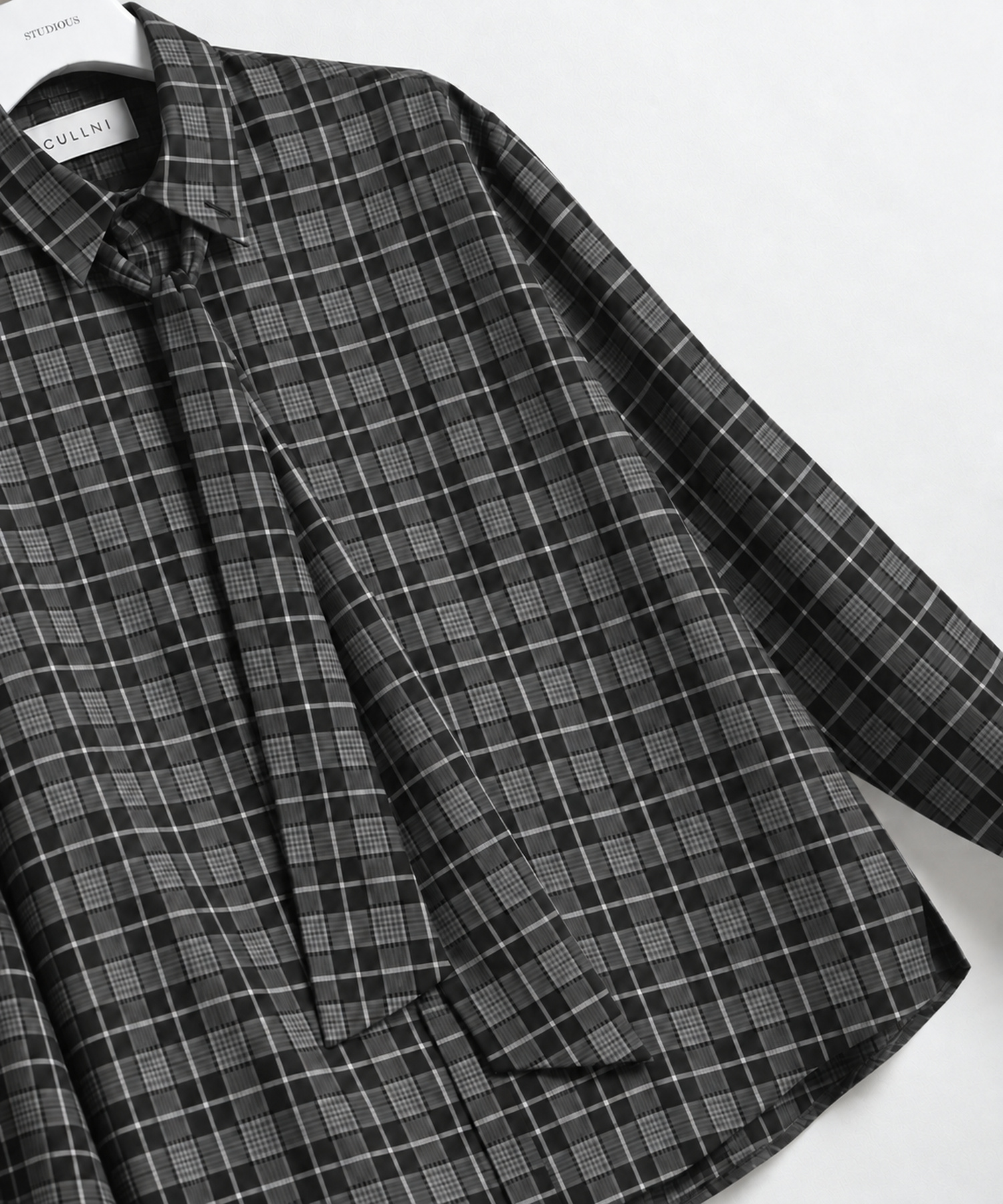 Tartan Check Bow-Tie Long Sleeve Shirt