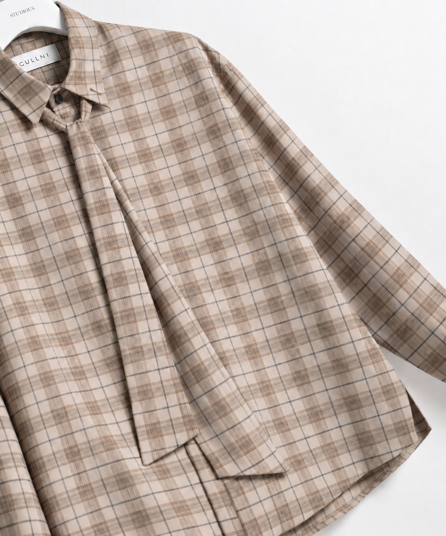 Tartan Check Bow-Tie Long Sleeve Shirt