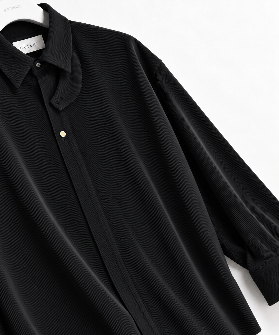 別注 Cord Pique Chin Tab Long Sleeve Shirt