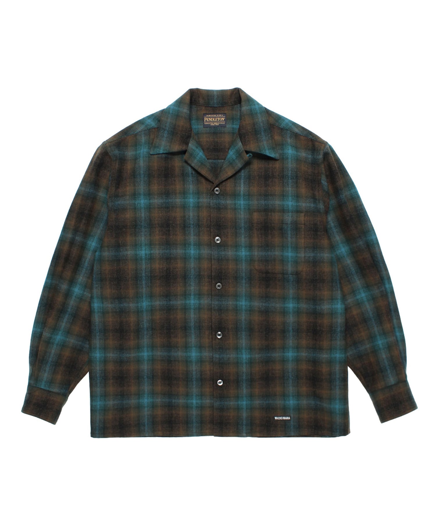 WOOL OMBRE CHECK OPEN COLLAR SHIRT L/S (TYPE-1)