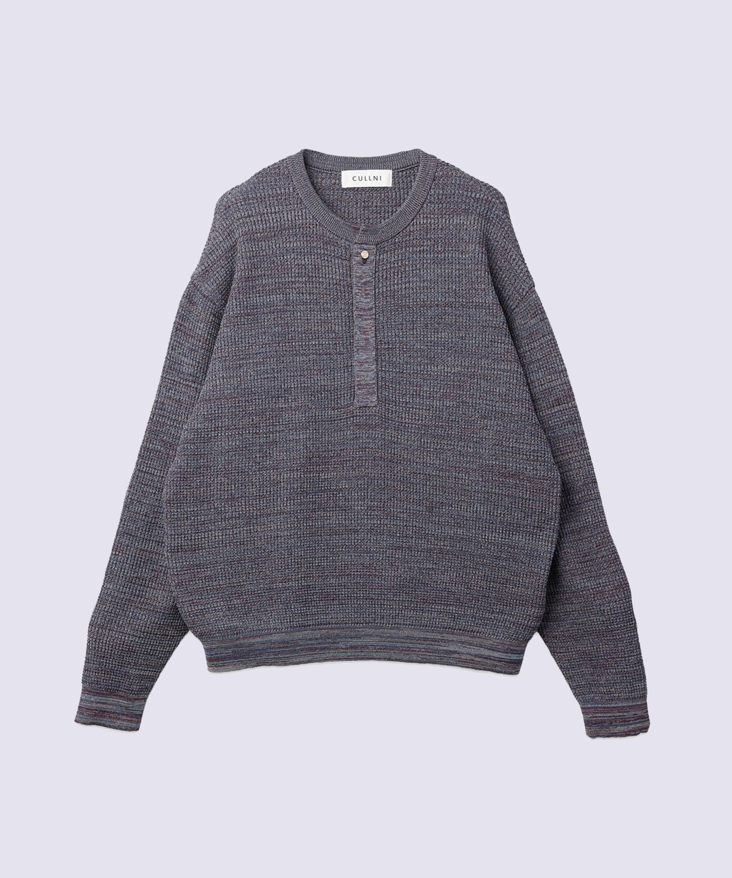 Organic Cotton Waffle Minimal Henley Neck Knit Pullover