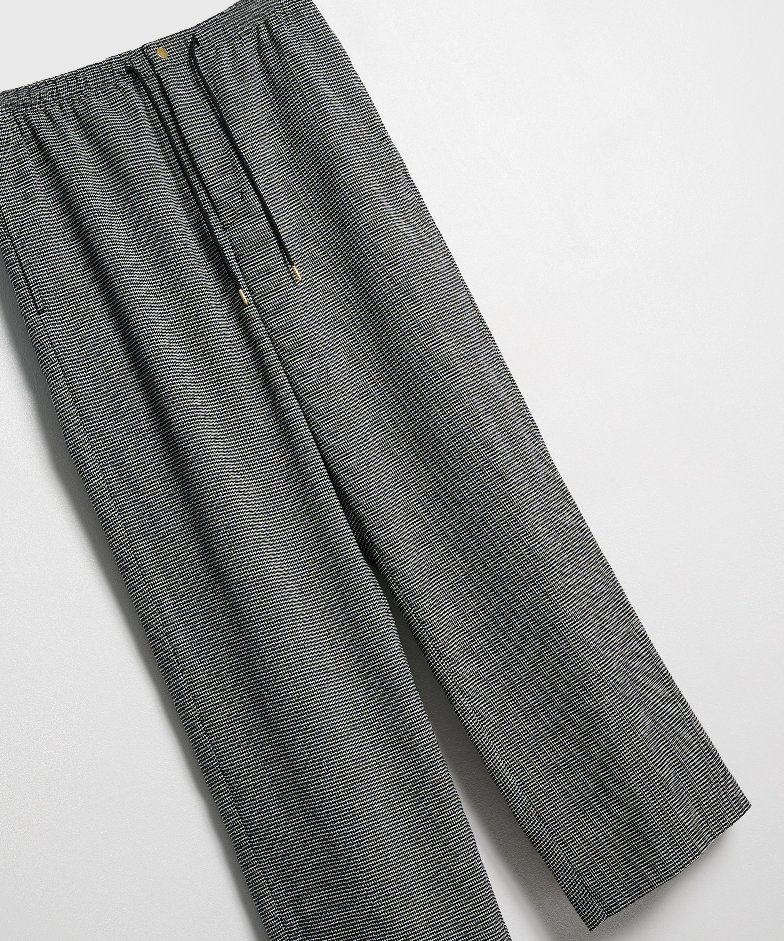 Mix Yarn Mesh Drawstring Wide Pants