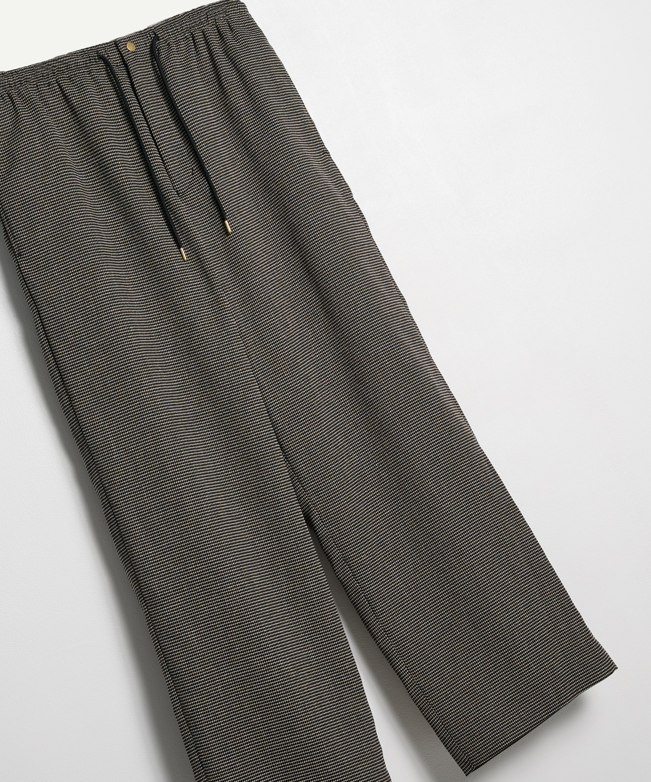 Mix Yarn Mesh Drawstring Wide Pants