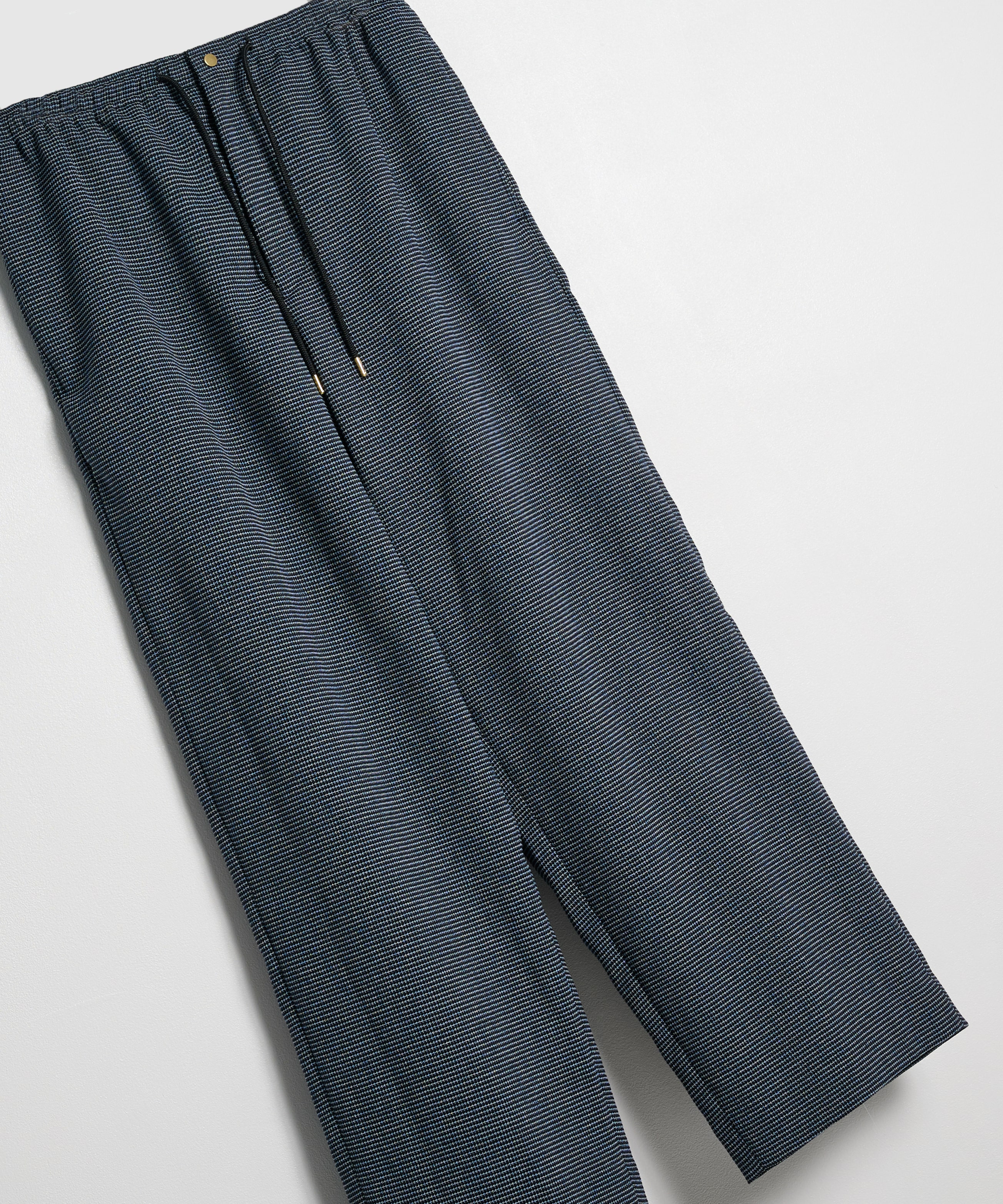 Mix Yarn Mesh Drawstring Wide Pants