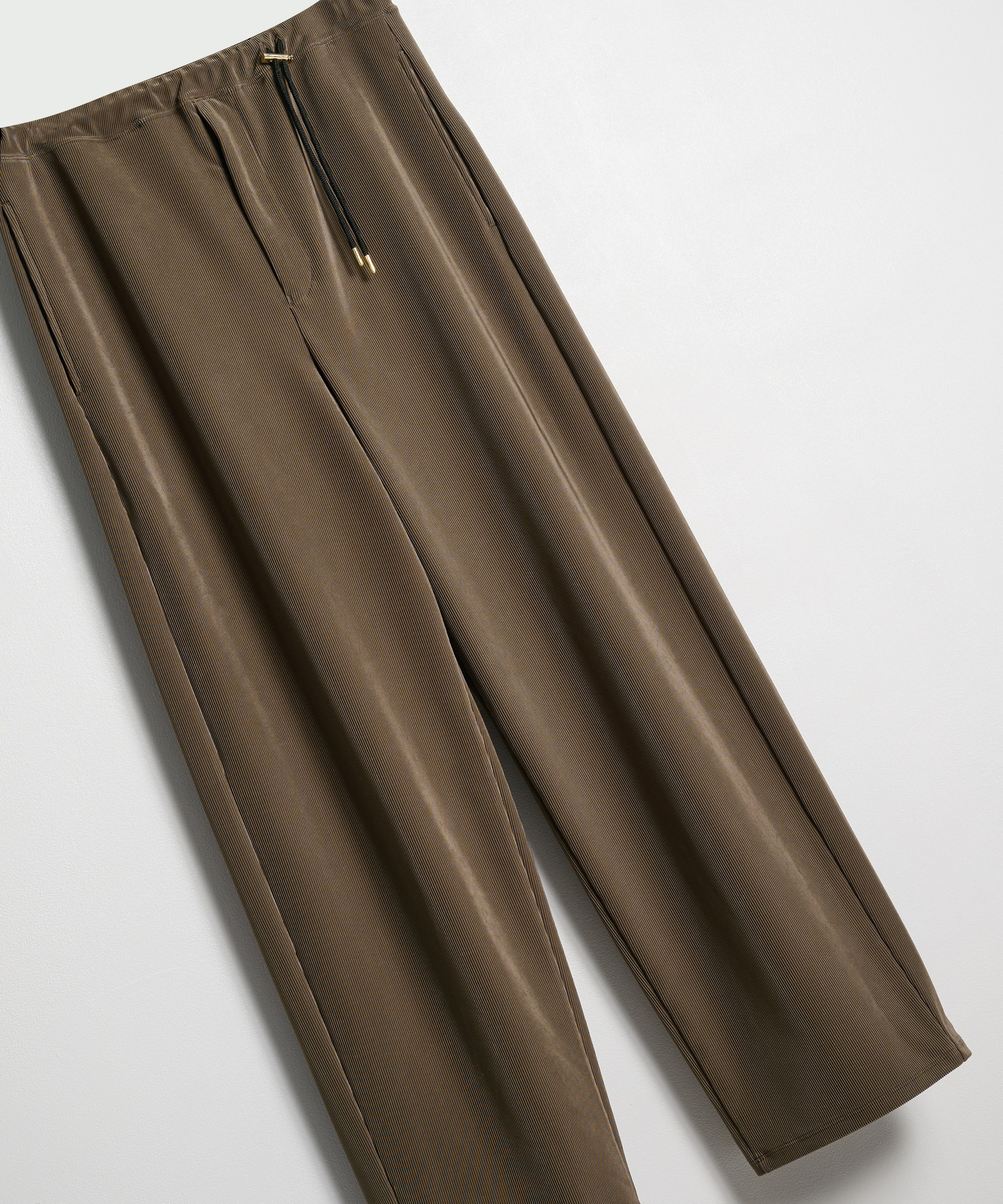 Stretch Fiber Cord Pique Drawstring Wide Pants