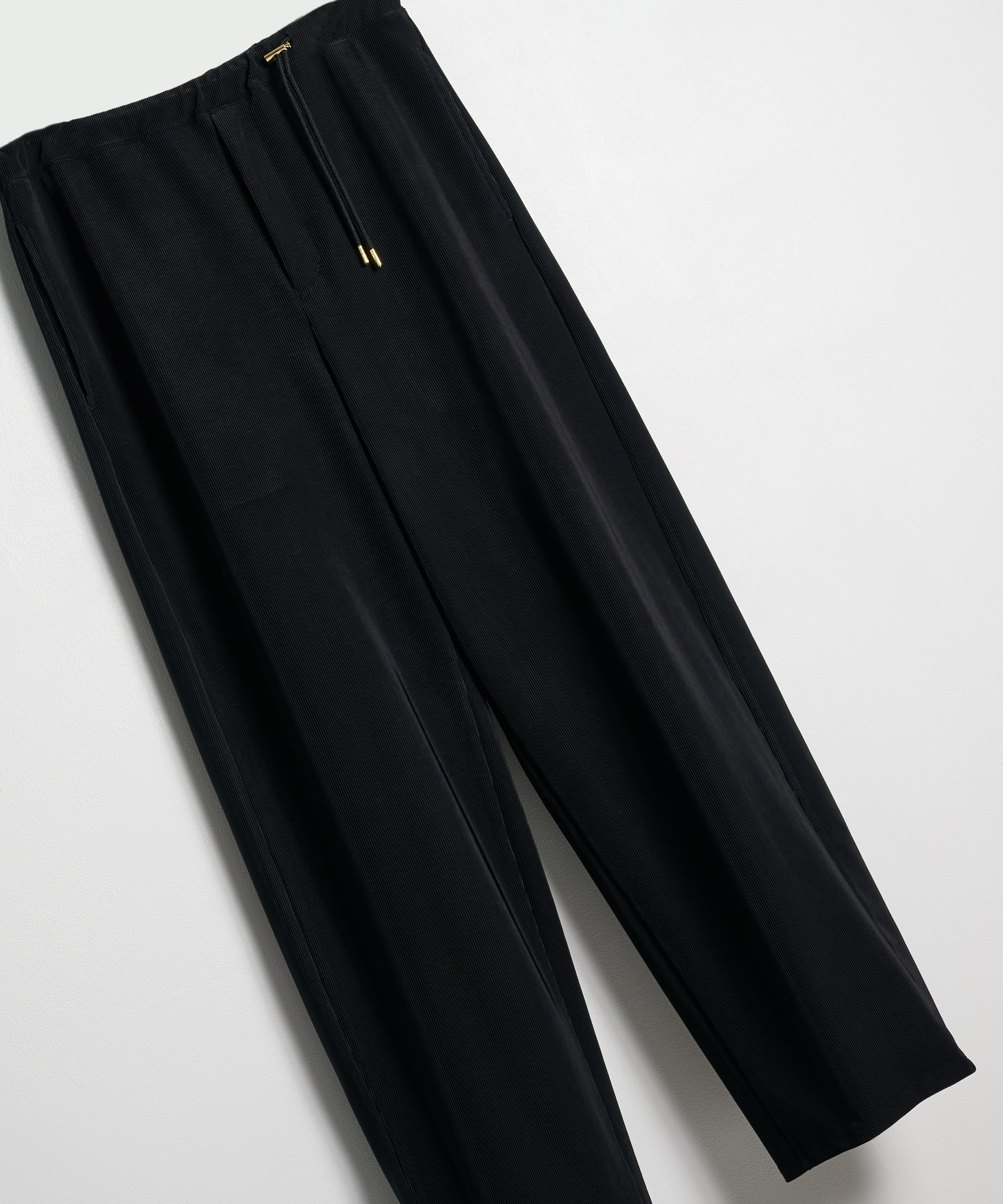 Stretch Fiber Cord Pique Drawstring Wide Pants