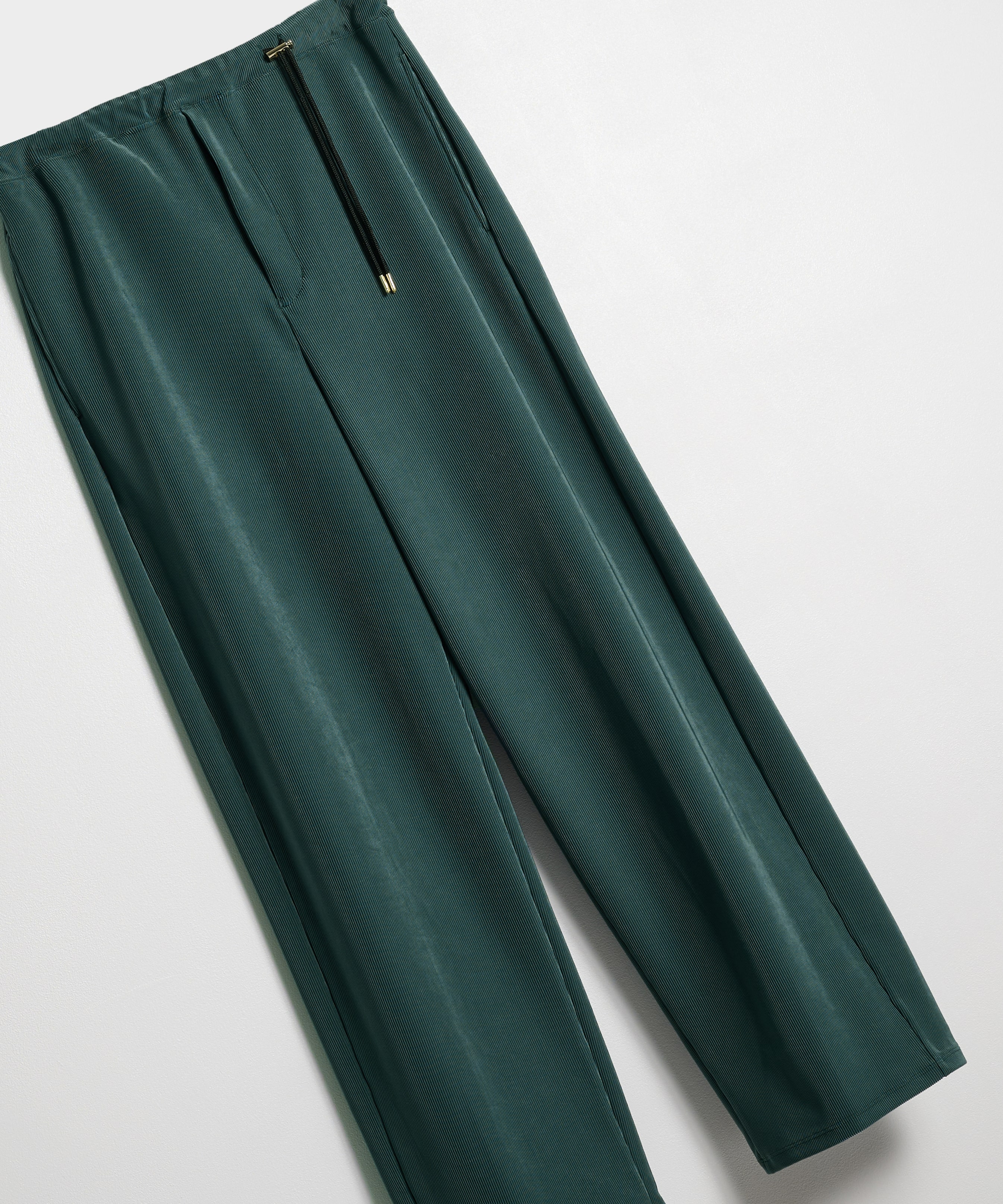 Stretch Fiber Cord Pique Drawstring Wide Pants