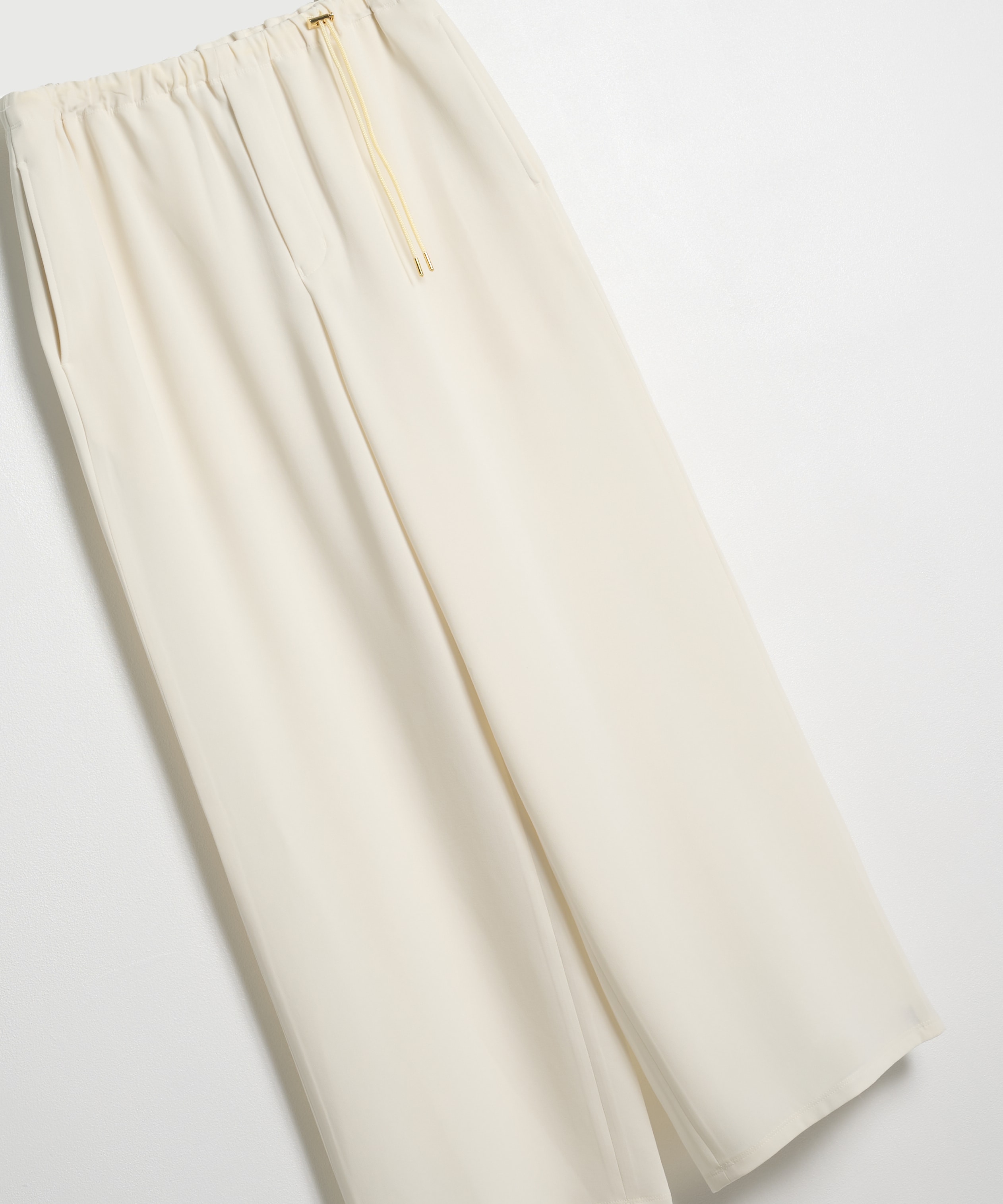Triacetate Airy Cloth Drawstring Wide Pants