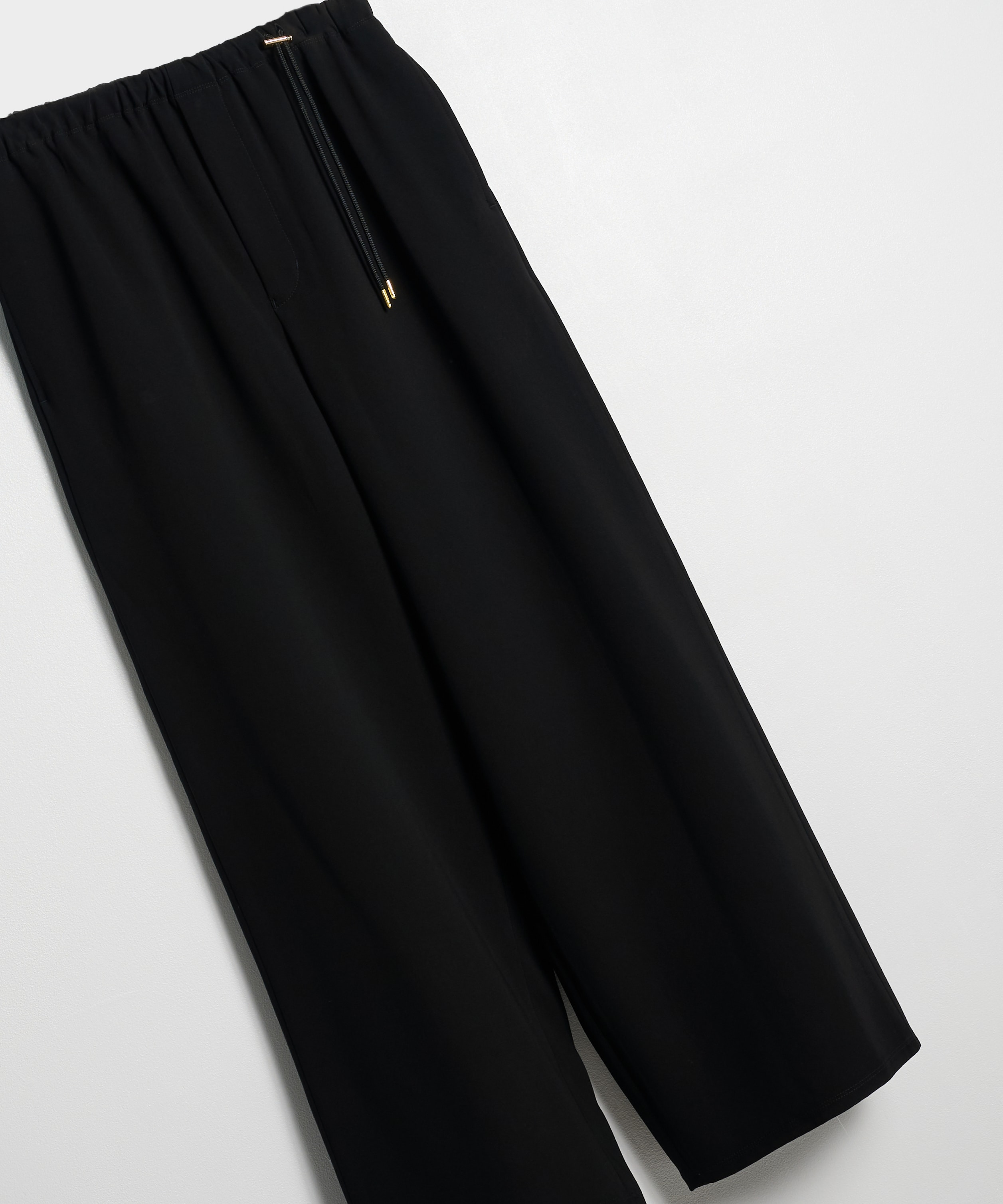 Triacetate Airy Cloth Drawstring Wide Pants