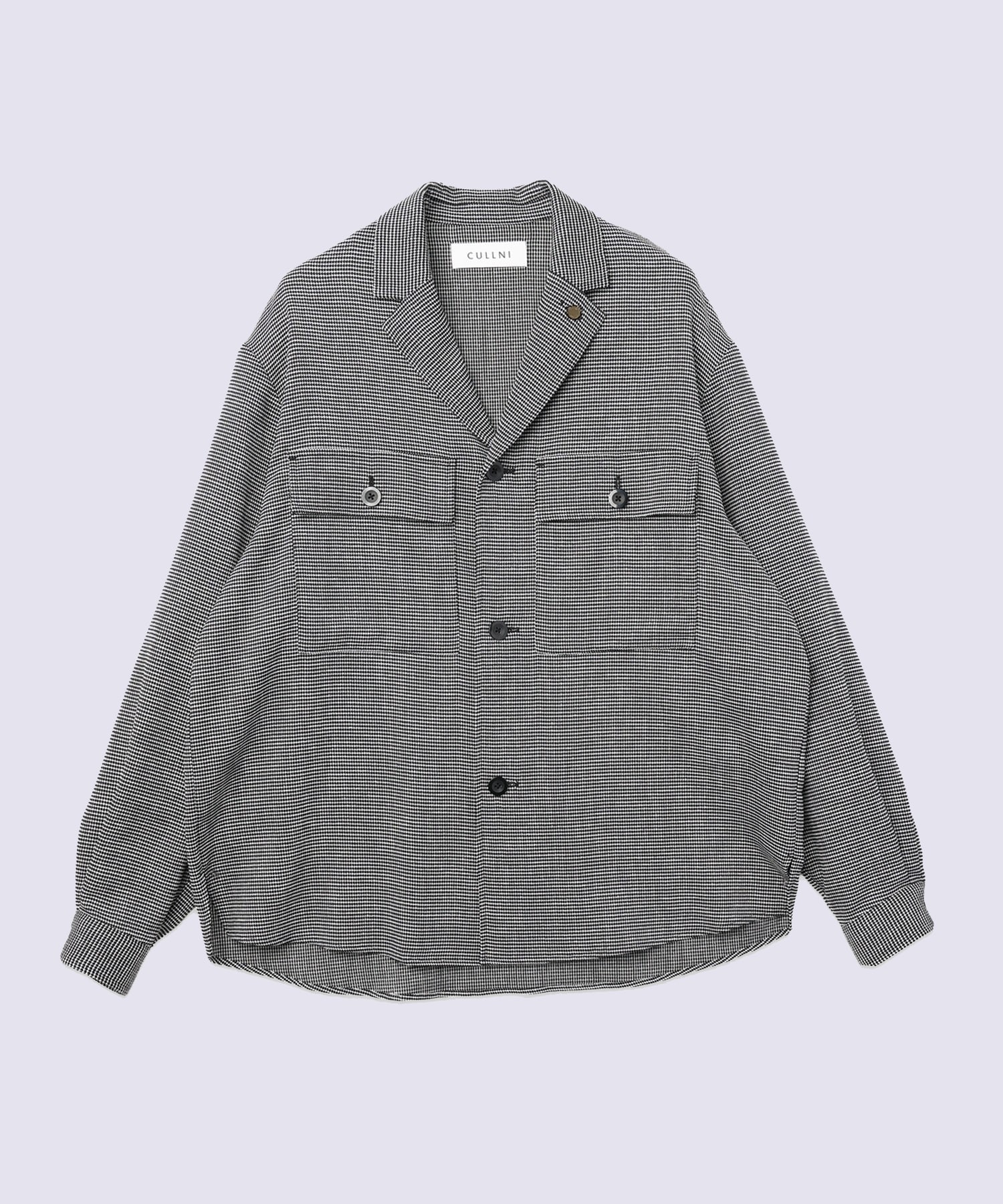 Mix Yarn Mesh Notched Lapel Shirt Blouson