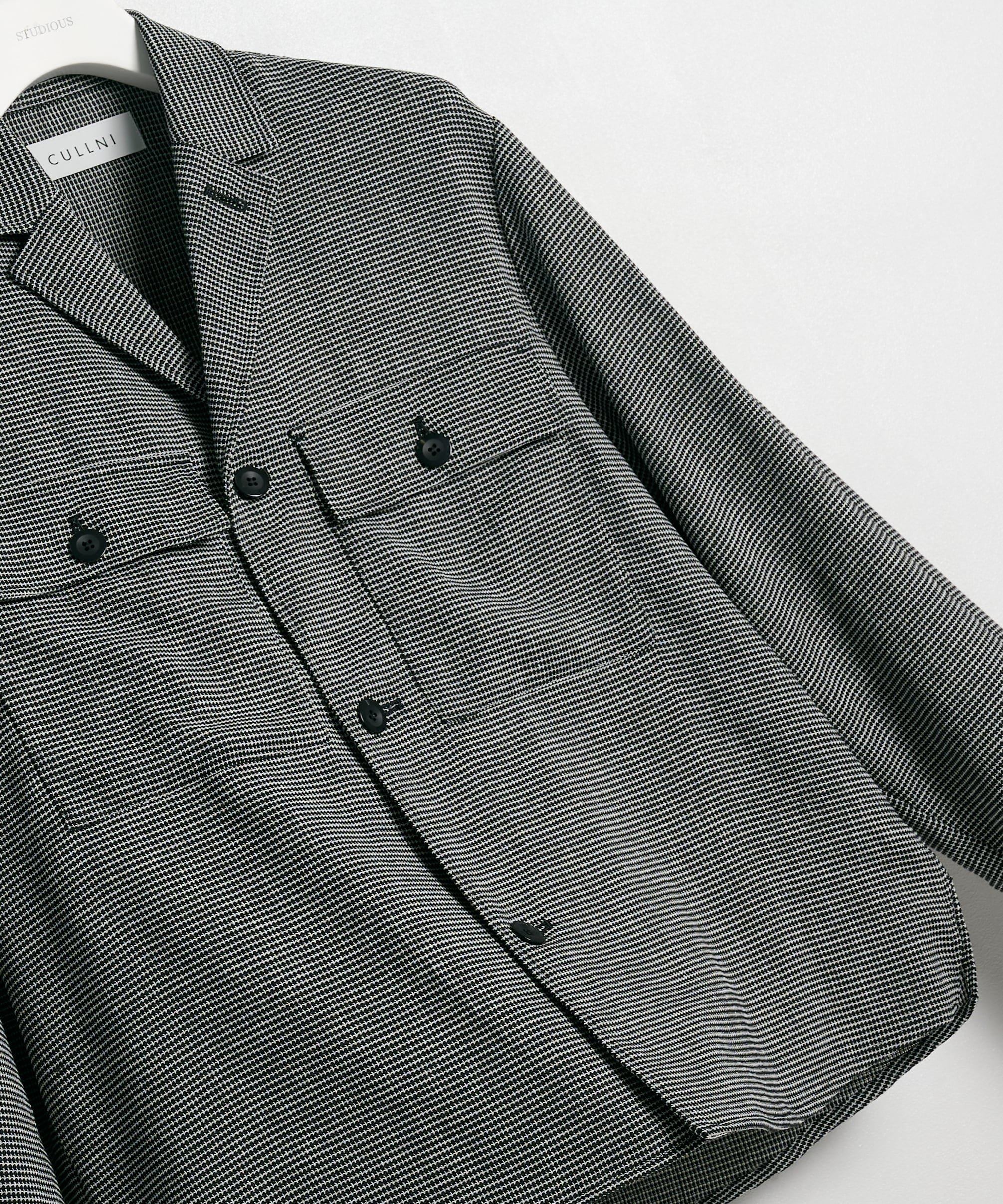 Mix Yarn Mesh Notched Lapel Shirt Blouson