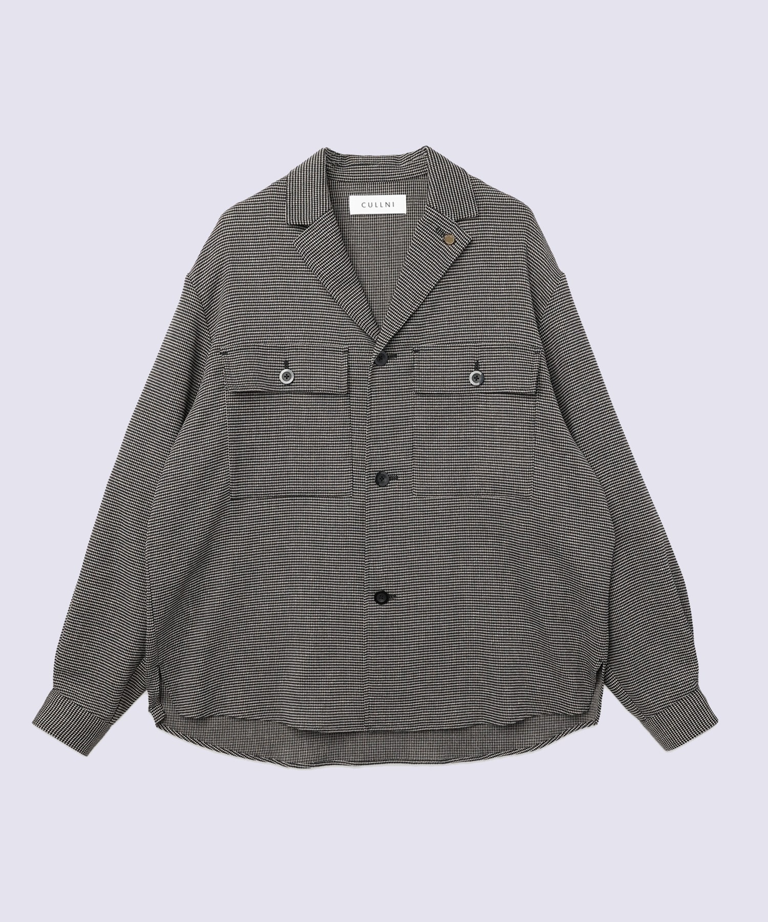 Mix Yarn Mesh Notched Lapel Shirt Blouson