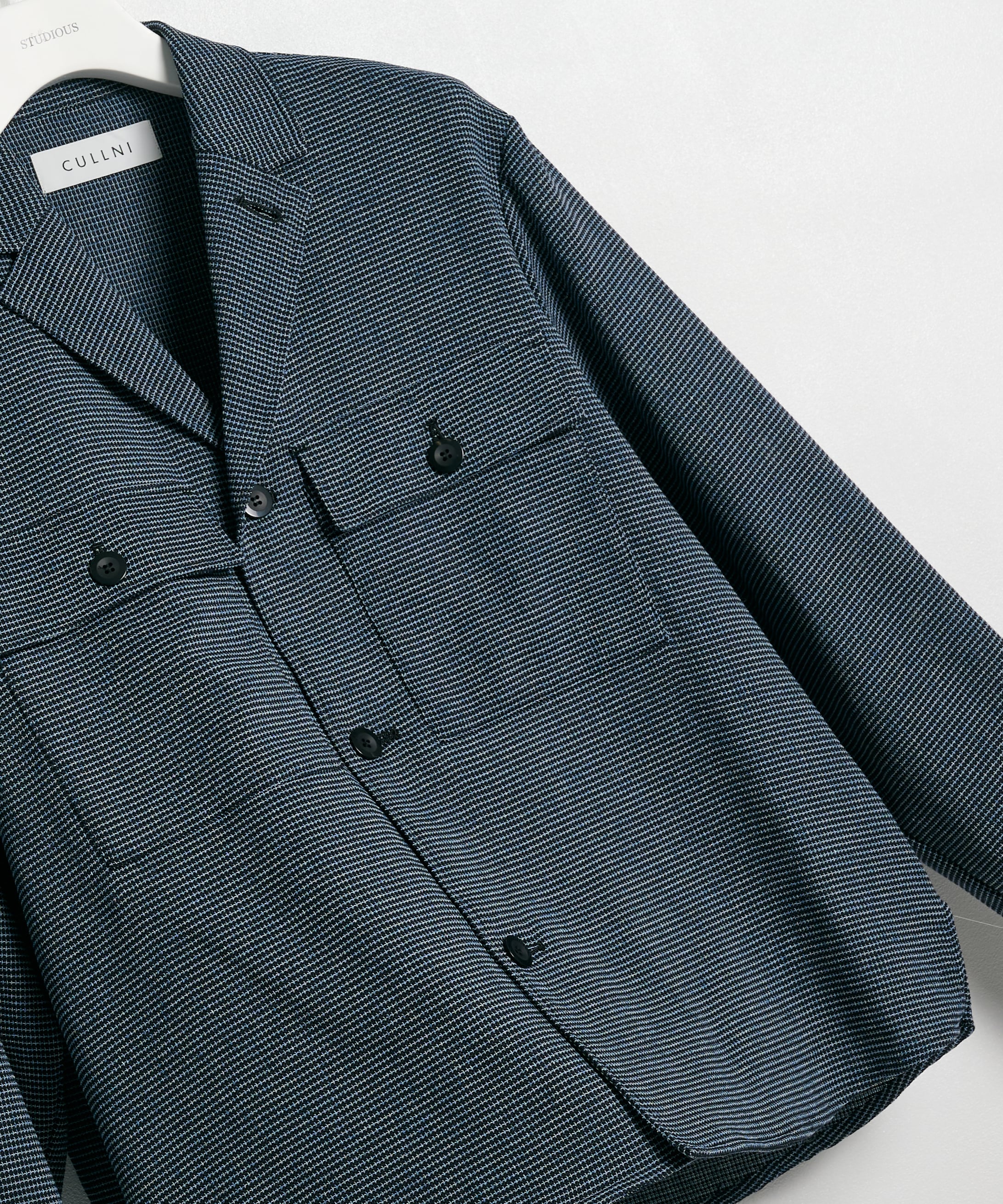 Mix Yarn Mesh Notched Lapel Shirt Blouson