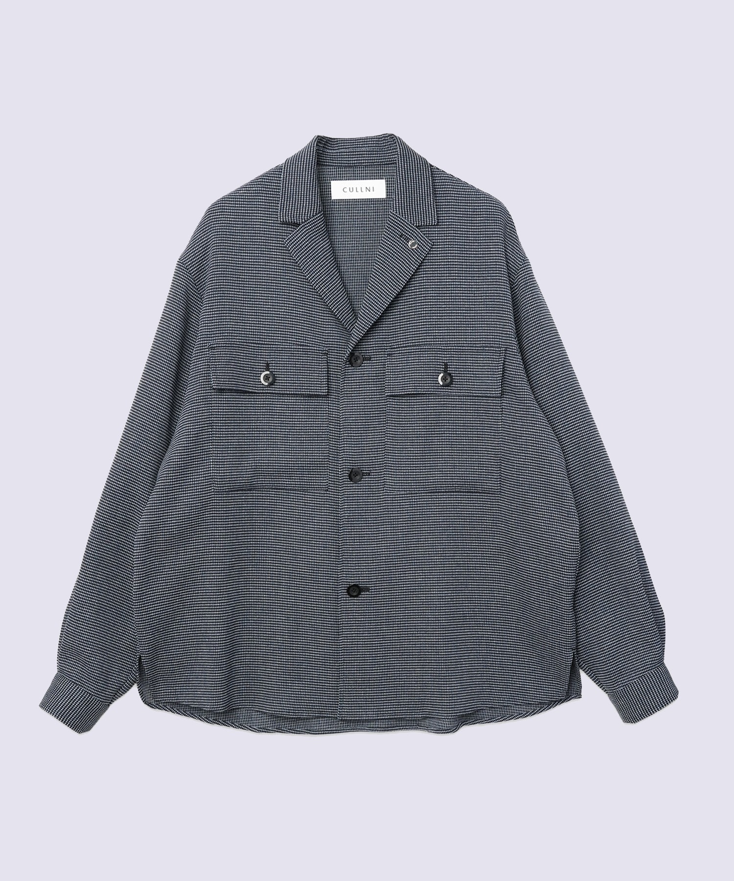 Mix Yarn Mesh Notched Lapel Shirt Blouson