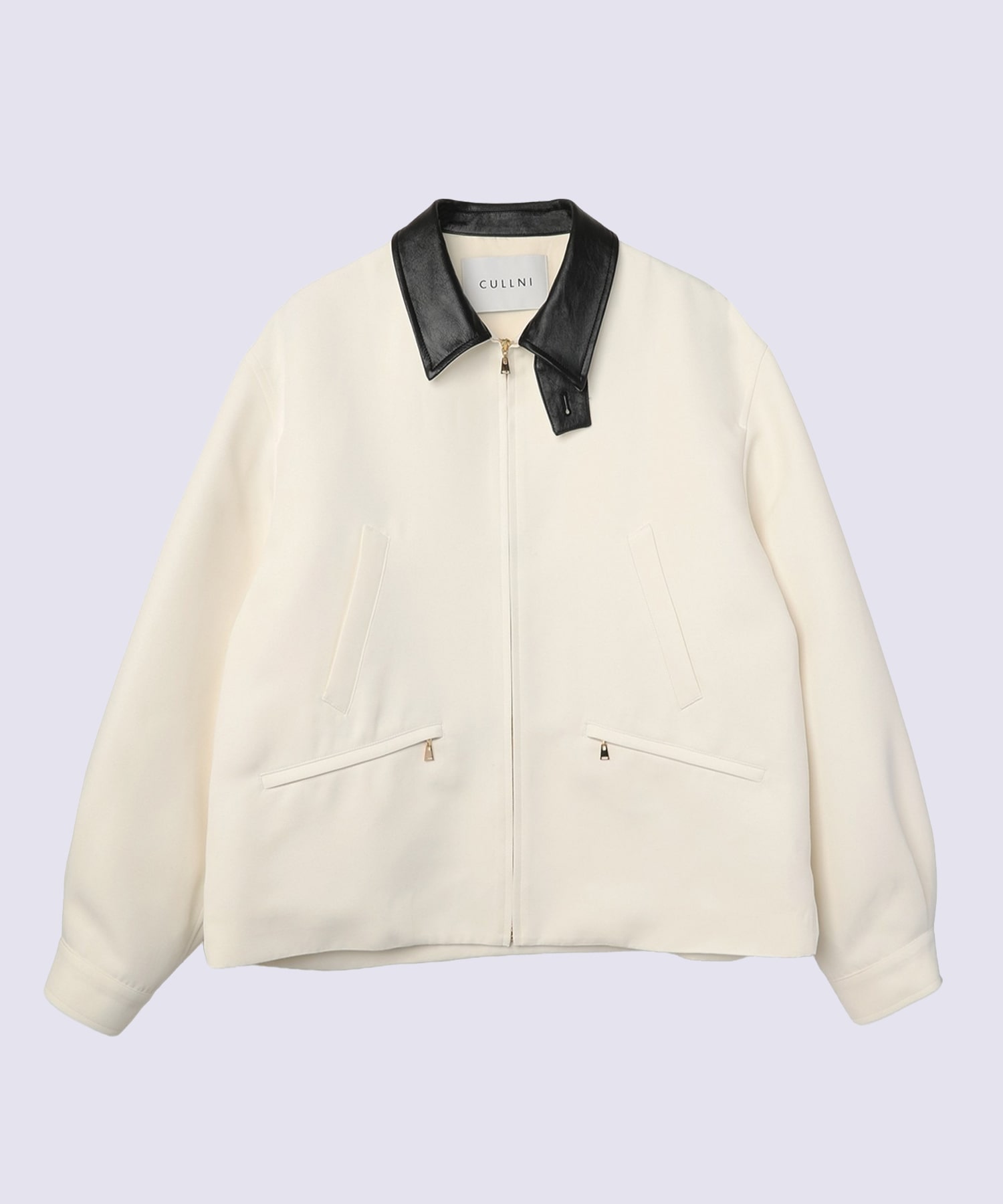 Structuerd Twill Double Cloth Leather Collar Blouson