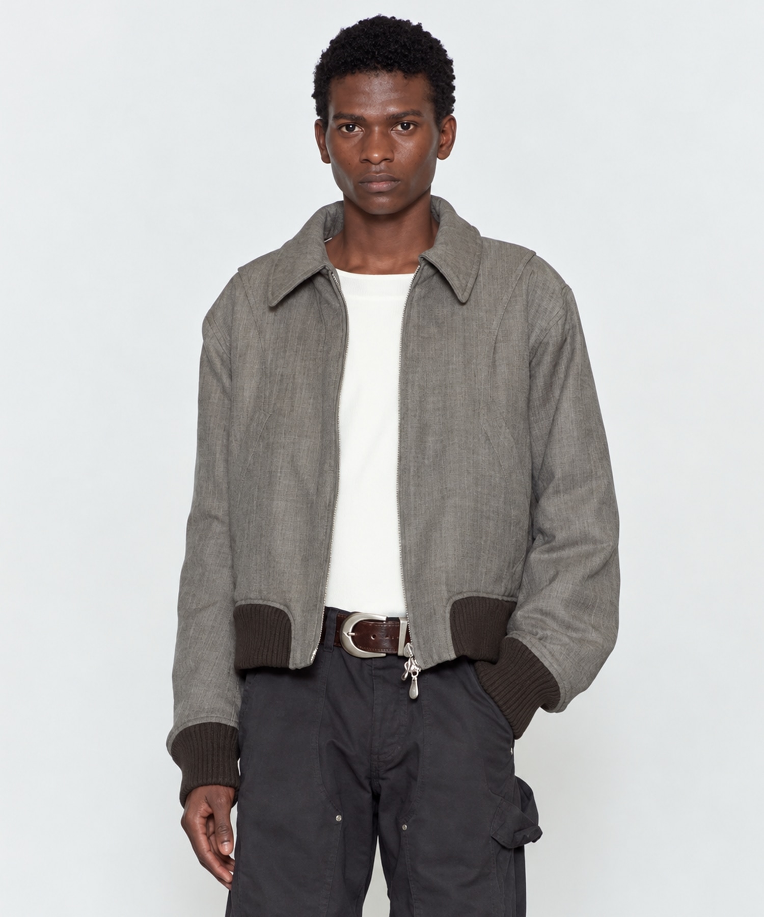 ZIP UP PADDED SHORT BOMBER JACKET