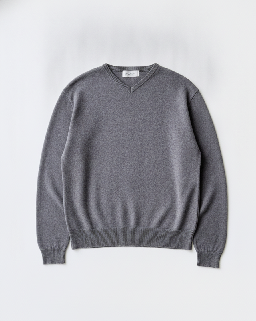 KNITTED V NECK JUMPER